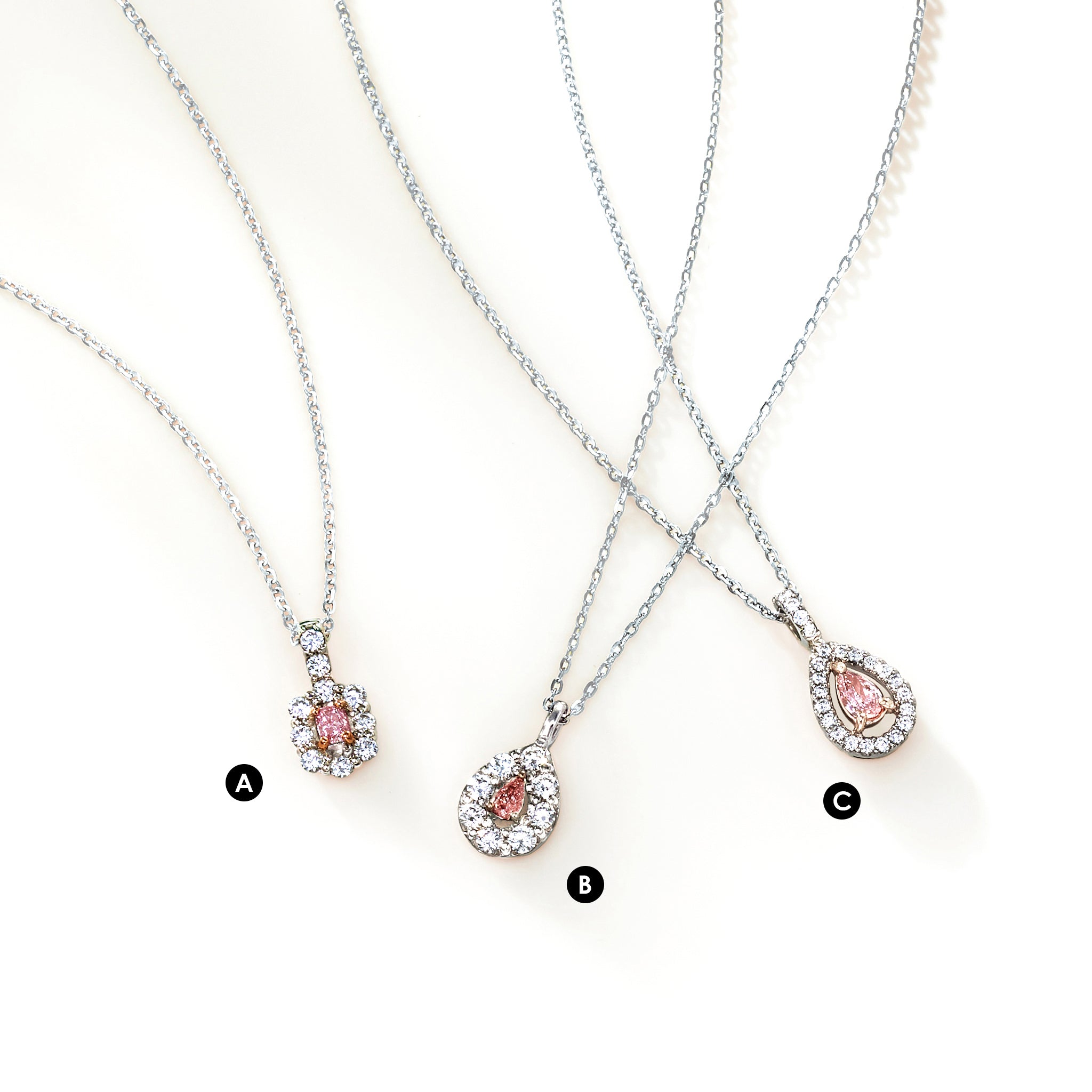 【1点もの・鑑定書付き】天然 ピンクダイヤモンド 取り巻き ネックレス Pt900 / K18PG KA25W01