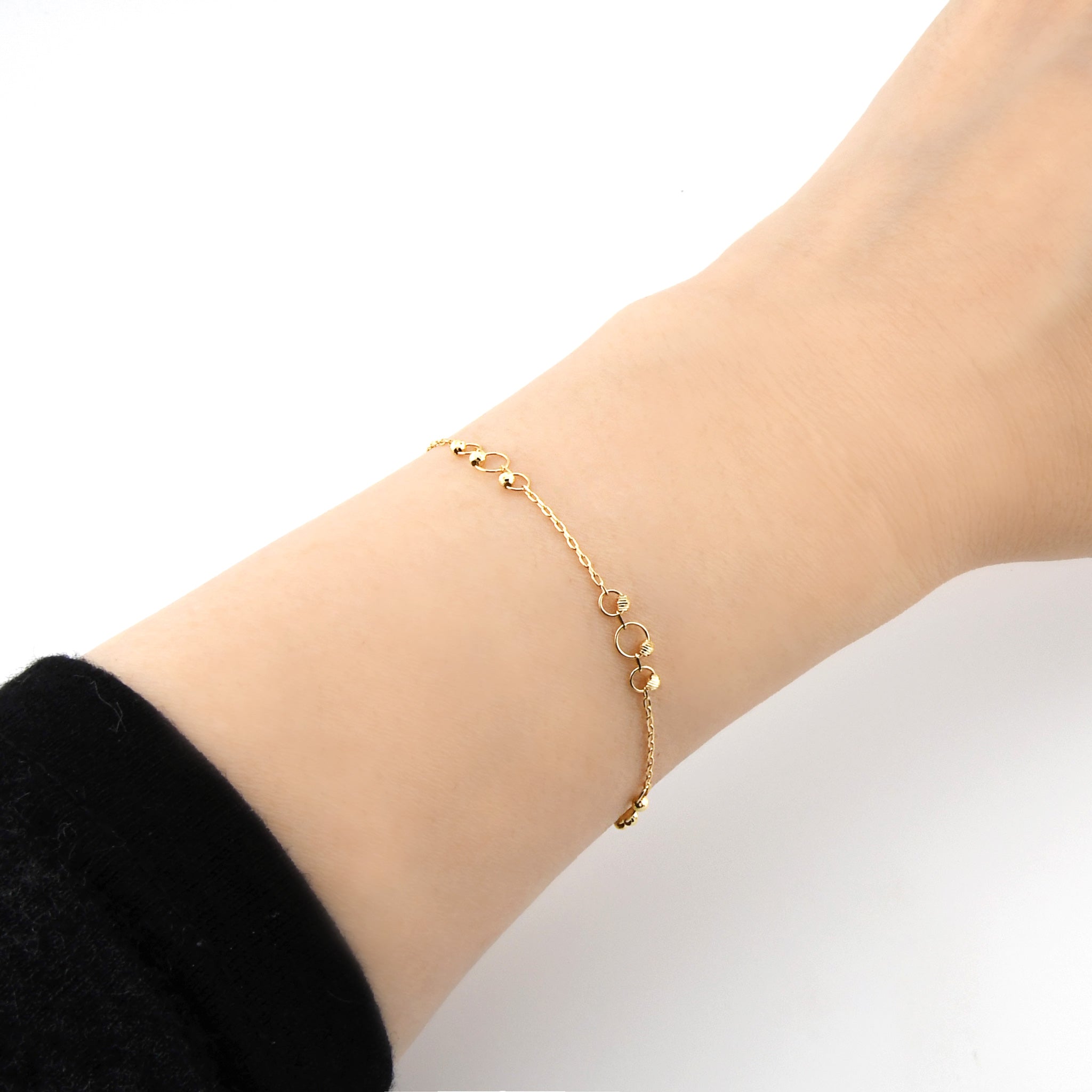 K18YG イエローゴールド チェーン ブレスレット 17cm ABB011K