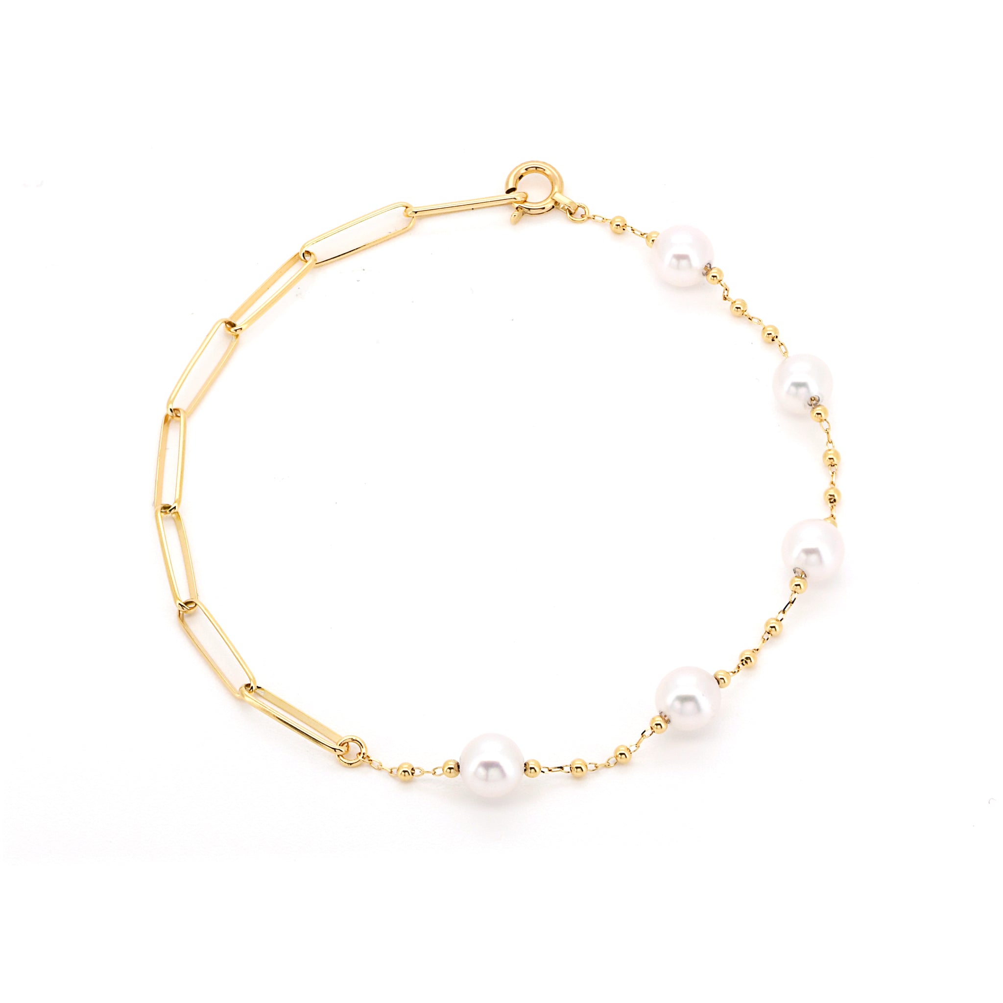 K18YG イエローゴールド アコヤパール チェーン ブレスレット ABU012K