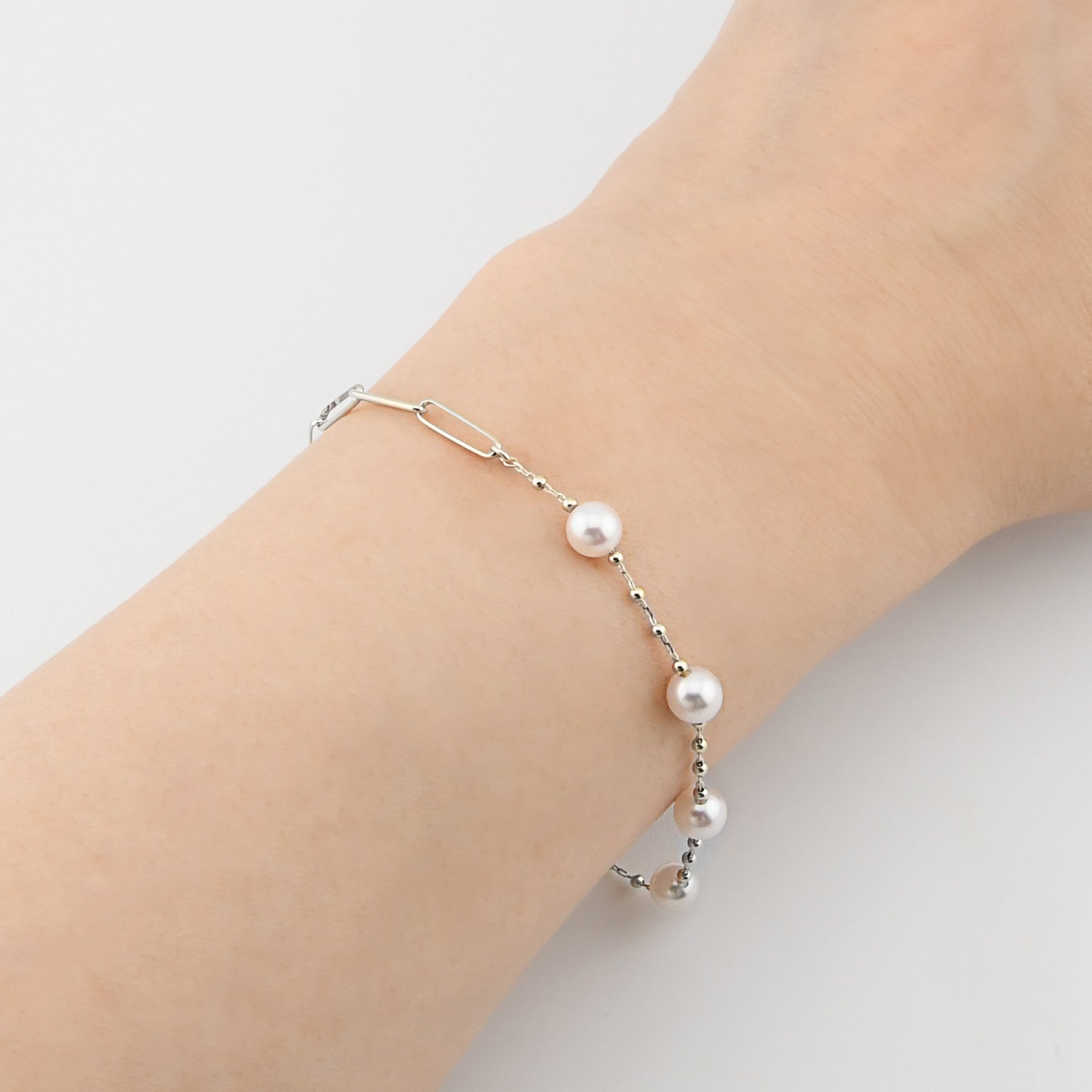 Pt900 プラチナ アコヤパール チェーン ブレスレット ABU012P