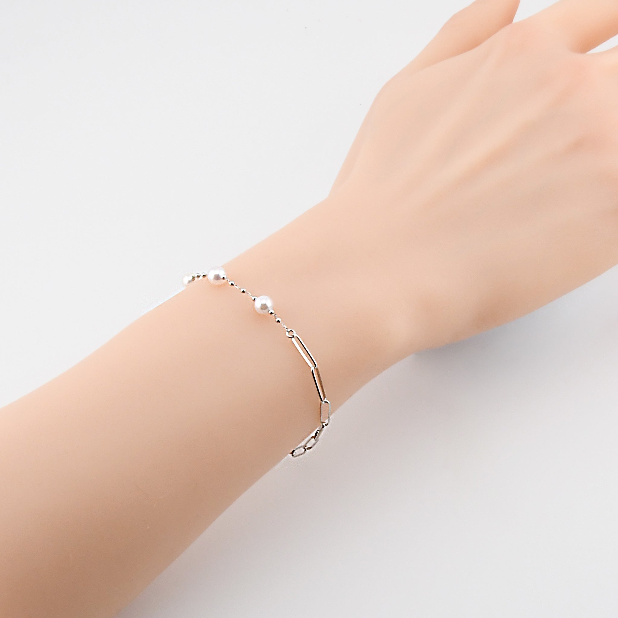 Pt900 プラチナ アコヤパール チェーン ブレスレット ABU012P