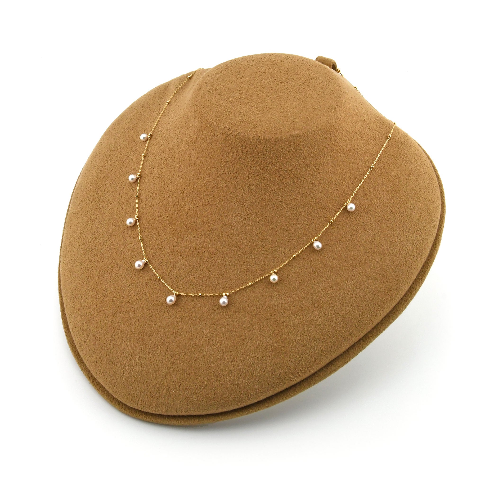 アコヤベビーパール 9粒 K18YG ライン ネックレス ANA094K