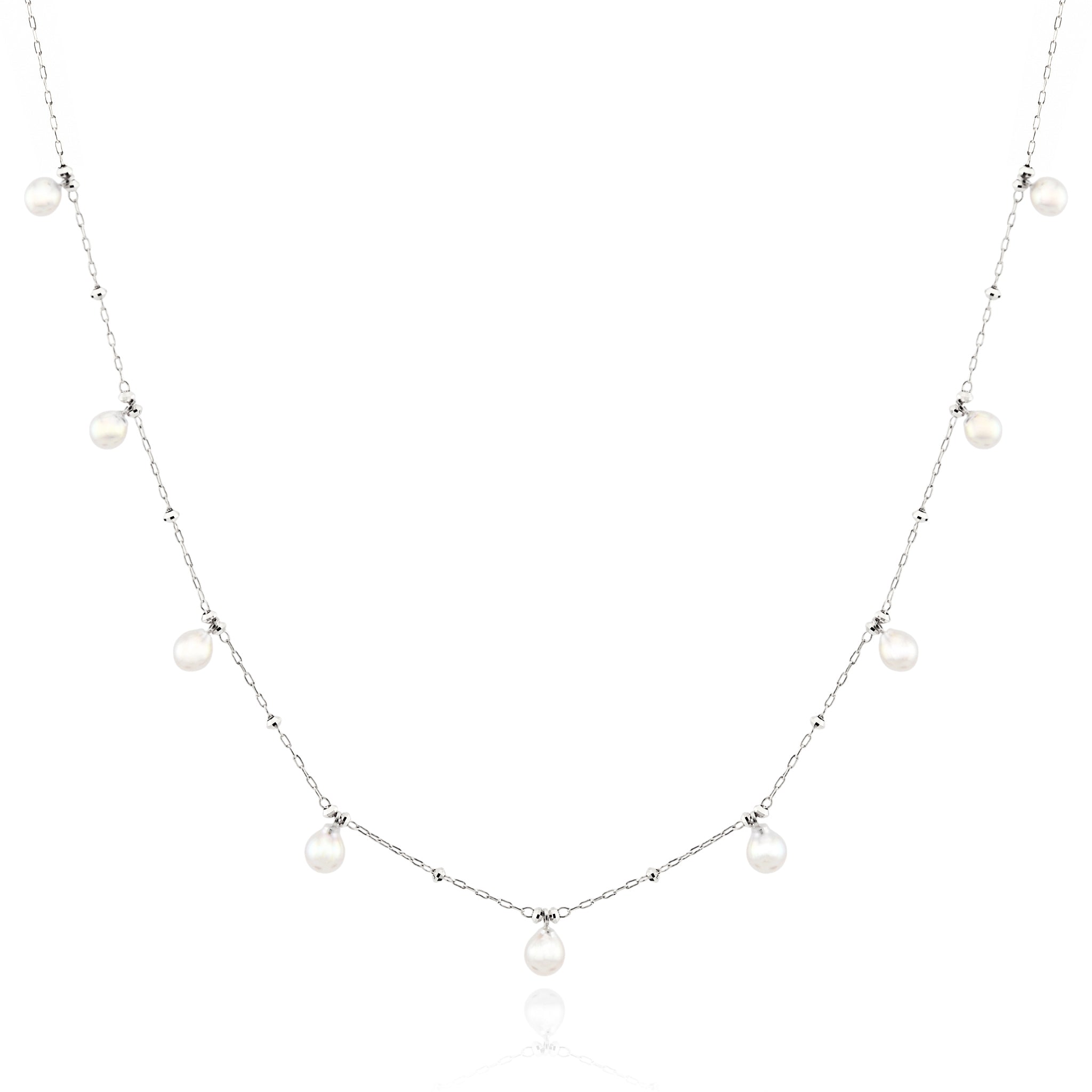 アコヤベビーパール 9粒 プラチナ ライン ネックレス ANA094P