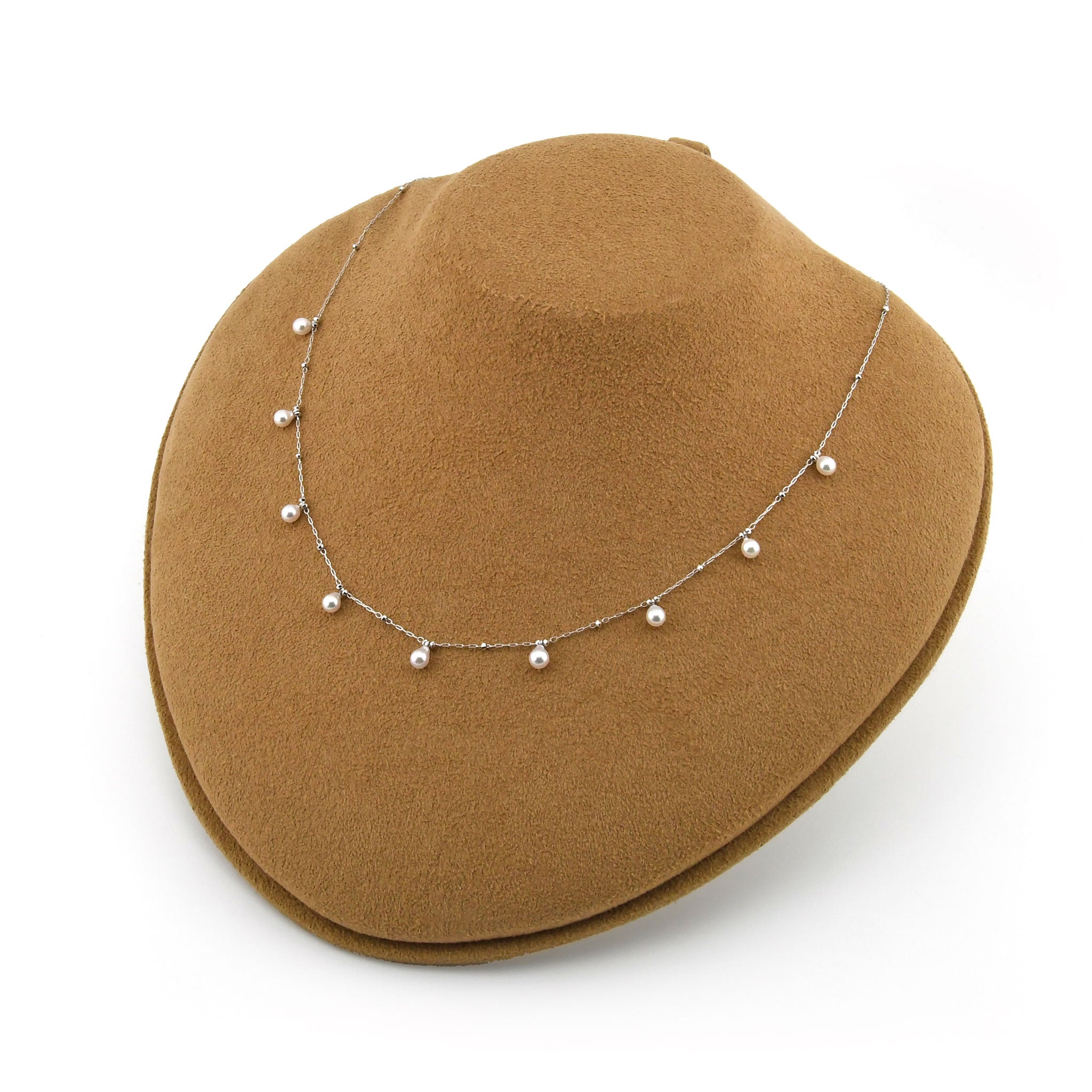 アコヤベビーパール 9粒 プラチナ ライン ネックレス ANA094P