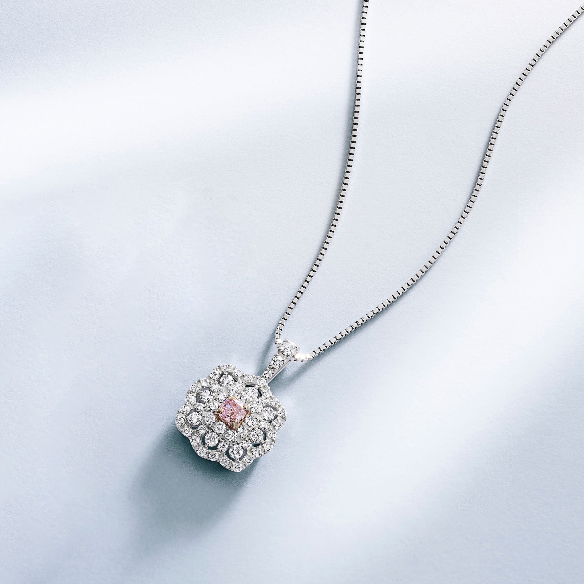 【1点もの・鑑定書付き】天然 ピンクダイヤモンド ネックレス FANCY LIGHT PURPLISH PINK Pt950 プラチナ ペンダント ANC039P