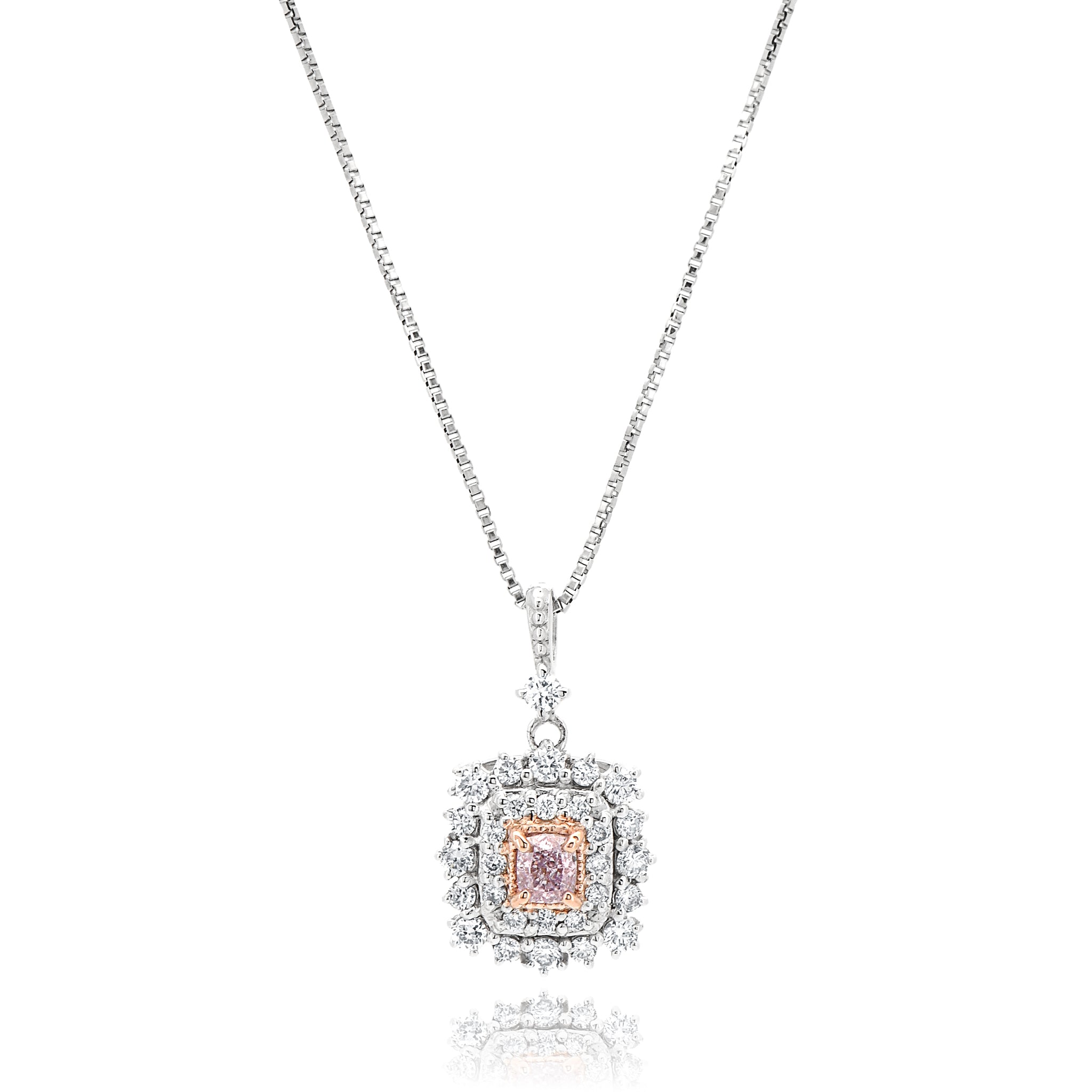 【1点もの・鑑定書付き】天然 ピンクダイヤモンド ネックレス FANCY LIGHT PURPLE PINK ダイヤ Pt950 プラチナ ペンダント ANC099P