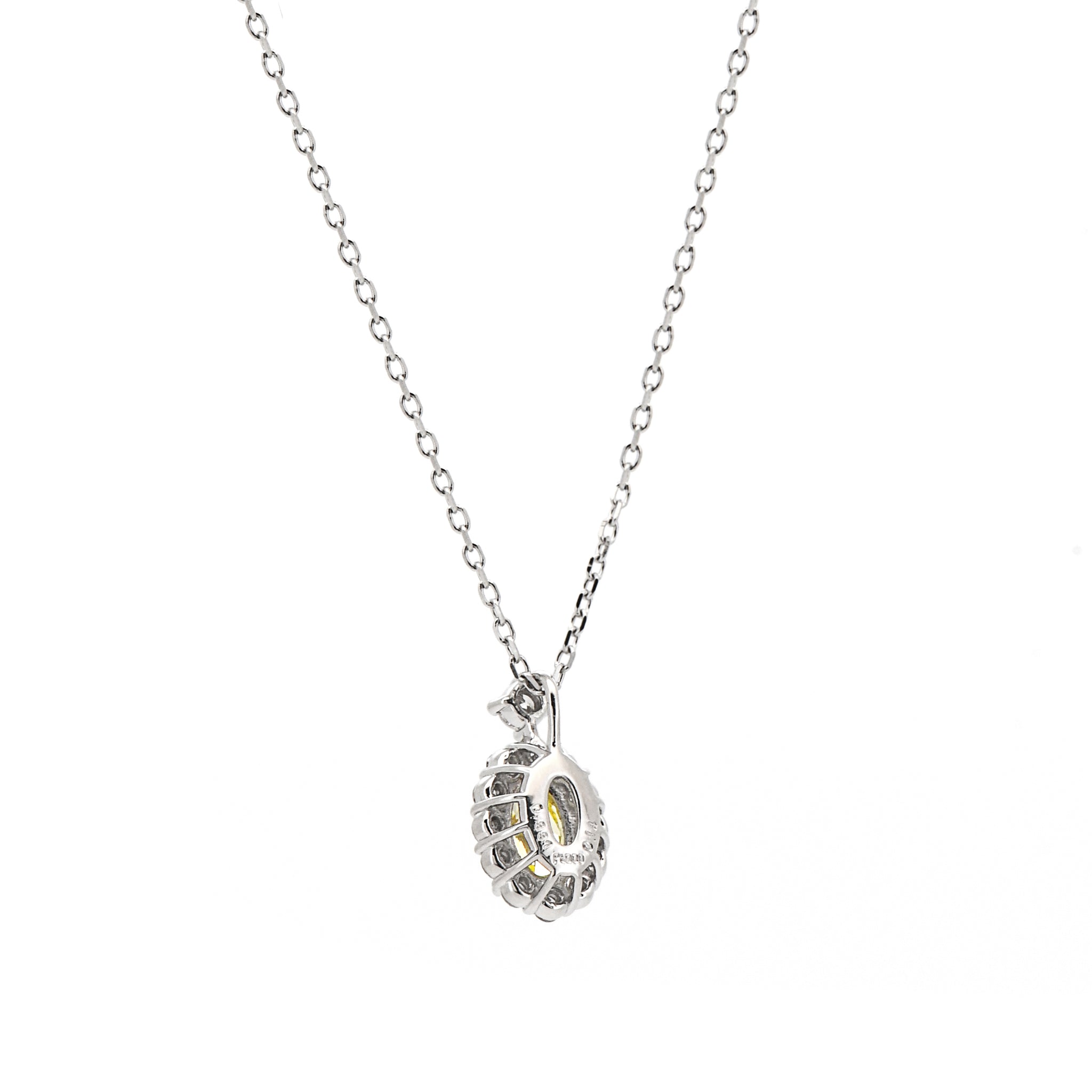 【鑑定書付き】天然 イエローダイヤモンド ネックレス FANCY INTENSE YELLOW オーバルカット 0.337ct ペンダント Pt プラチナ ANE139P