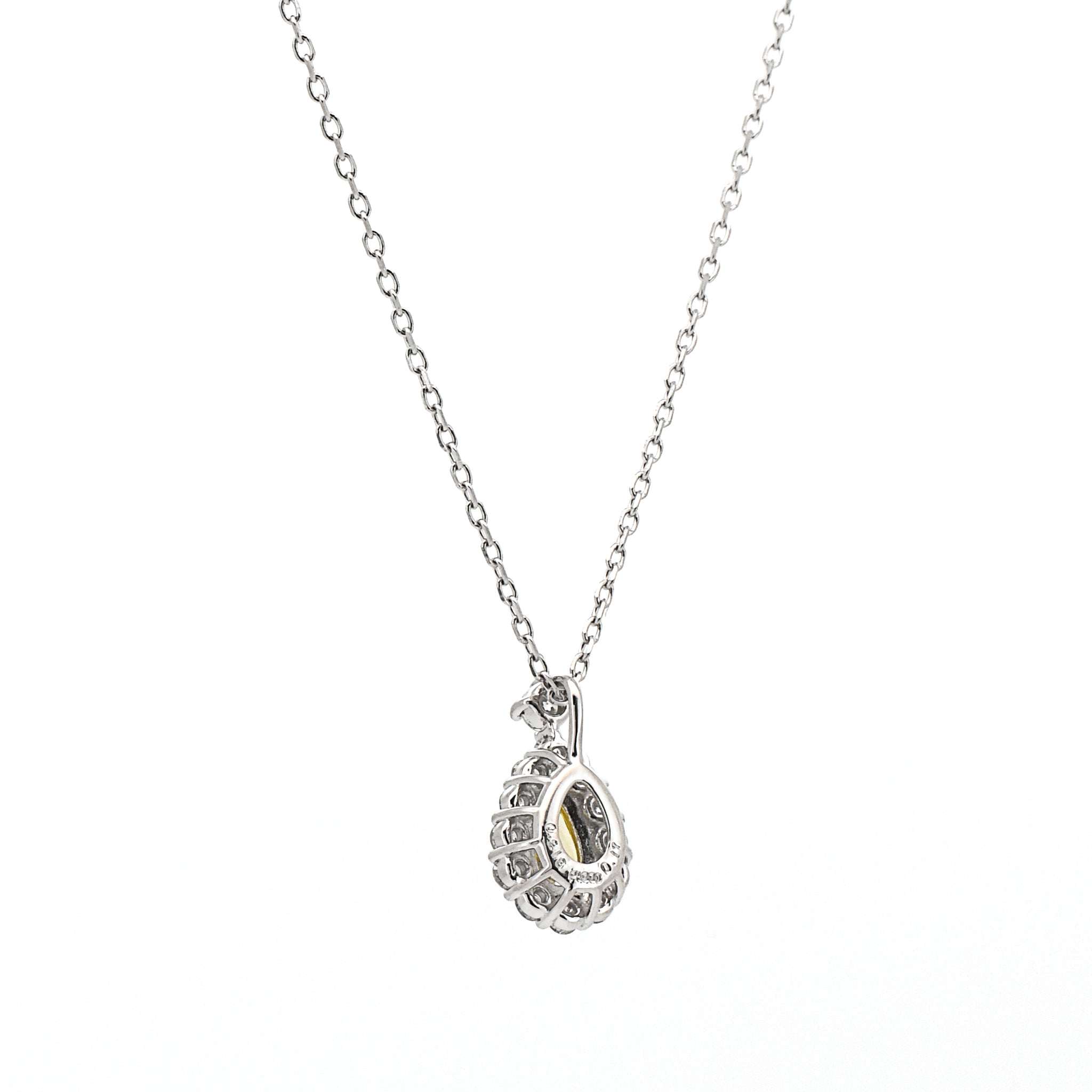 【鑑定書付き】天然 イエローダイヤモンド ネックレス FANCY INTENSE YELLOW ペアシェイプカット 0.218ct ペンダント Pt プラチナ ANE140P
