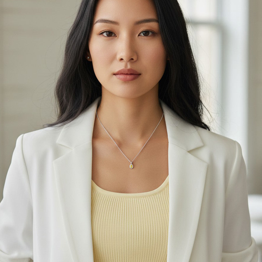 【鑑定書付き】天然 イエローダイヤモンド ネックレス FANCY INTENSE YELLOW ペアシェイプカット 0.218ct ペンダント Pt プラチナ ANE140P