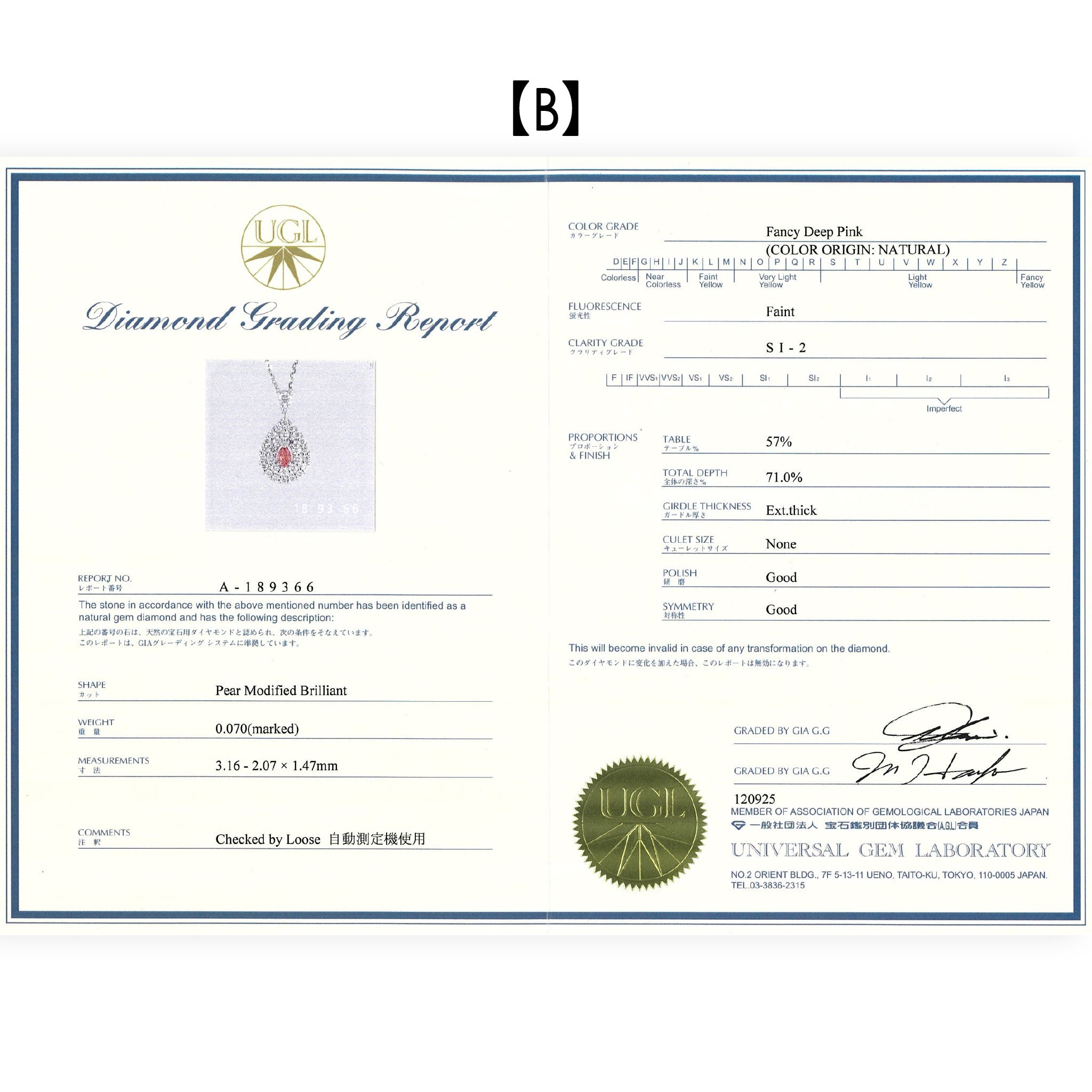 【鑑定書付き】天然 ピンクダイヤモンド ネックレス FANCY DEEP PINK ダイヤ Pt950 プラチナ ペンダント ANP097P4