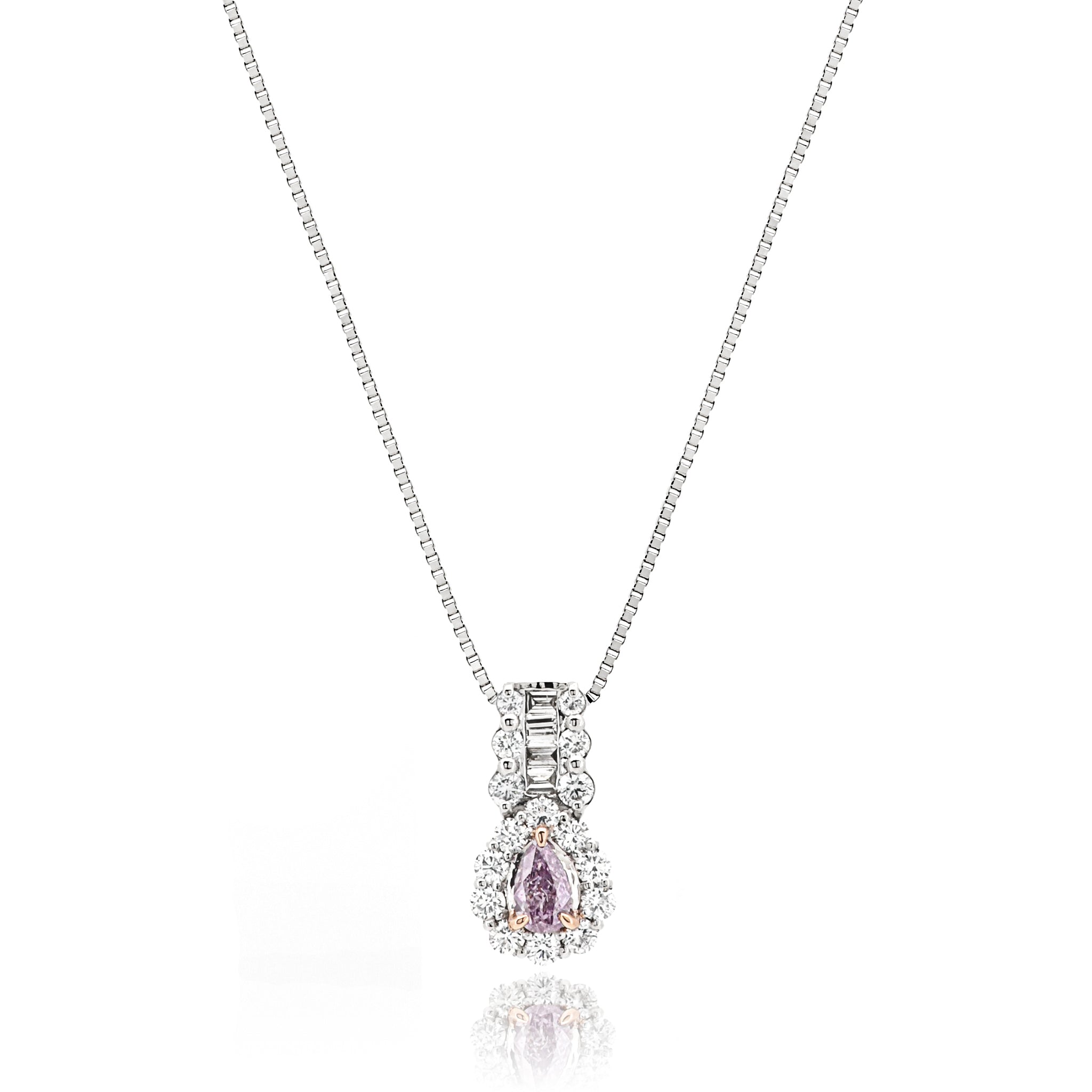 【鑑定書付き】天然 ピンクダイヤモンド ネックレス FANCY PURPLE PINK ダイヤ Pt950 / K18PG プラチナ ペンダント ANP122P
