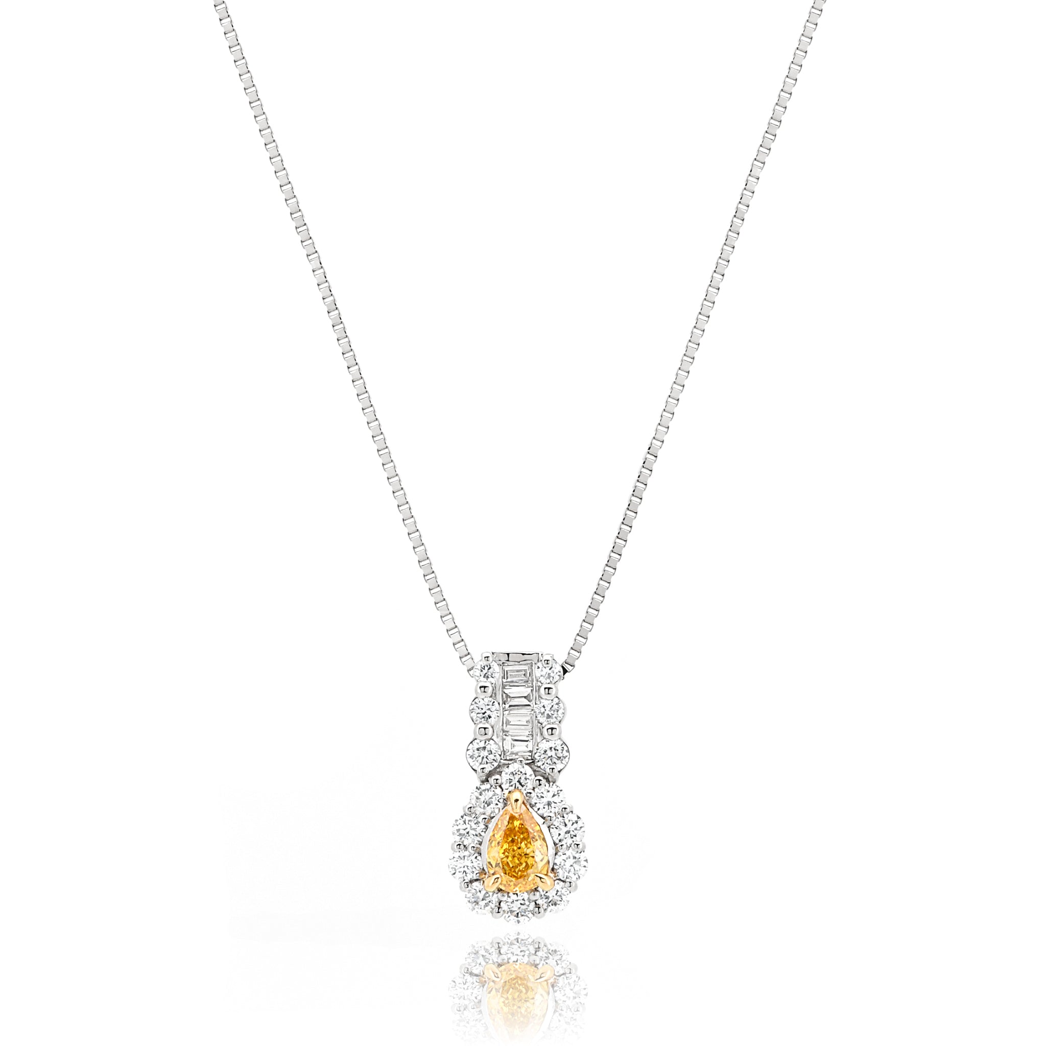 【鑑定書付き】天然 イエローダイヤモンド ネックレス FANCY INTENSE ORANGY YELLOW ダイヤ Pt900 / K18YG プラチナ ペンダント ANP123P