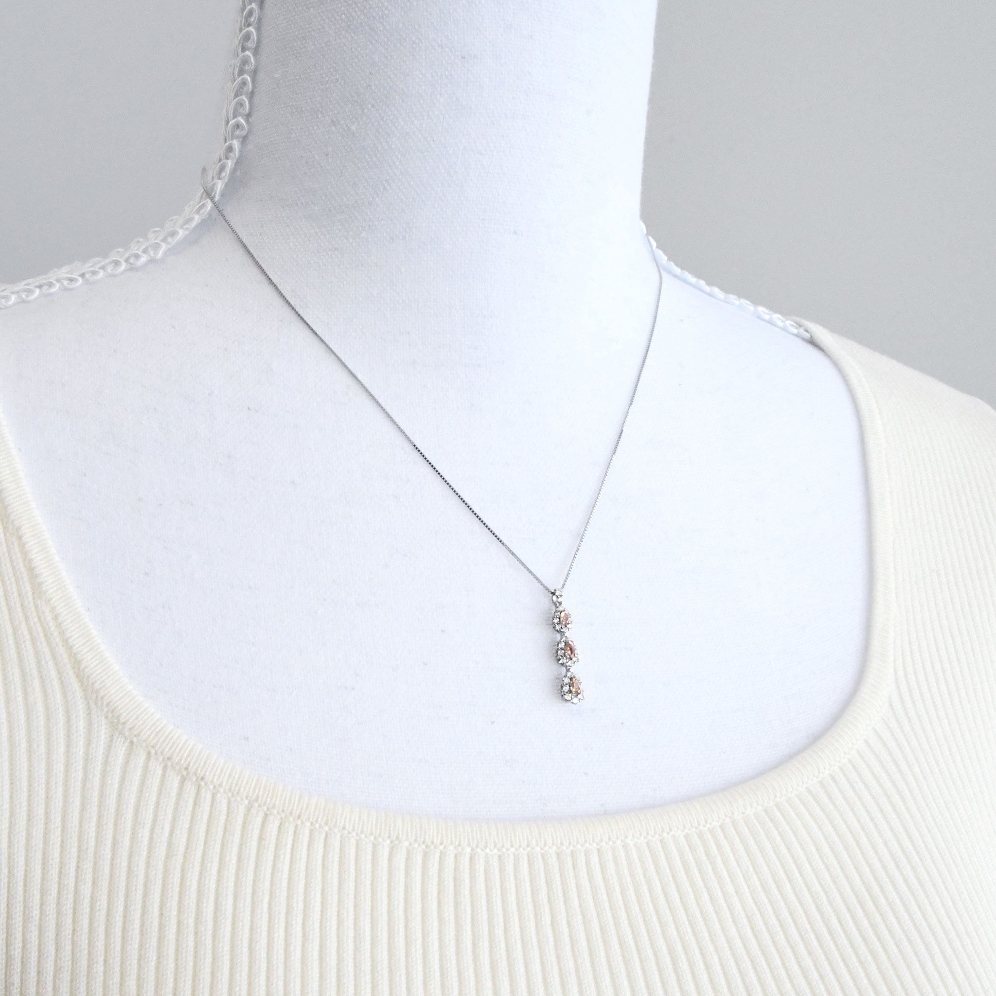 【鑑定書付き】天然 ピンクダイヤモンド ネックレス FANCY LIGHT BROWNISH PINK Pt950 ANP127P