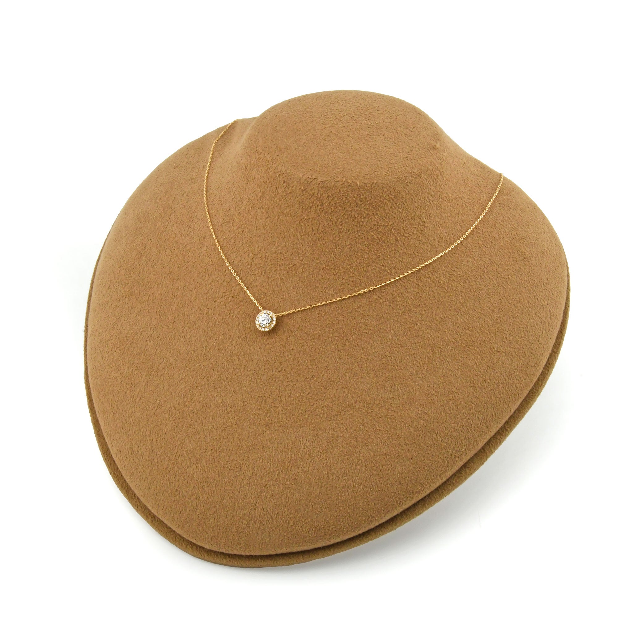 【鑑定書付き】ダイヤモンド 0.30ct 取り巻き ダイヤ ネックレス K18YG / Pt ペンダント ANS101C