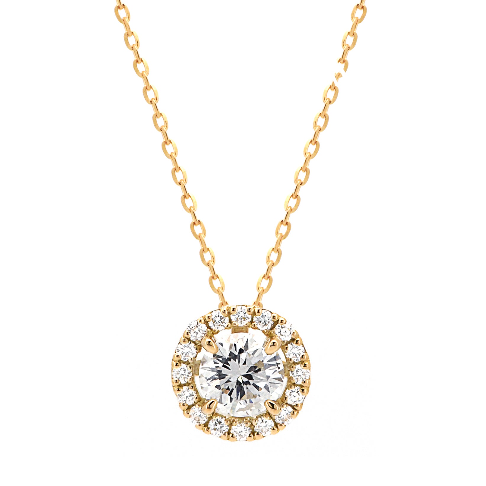 【鑑定書付き】ダイヤモンド 0.50ct 取り巻き ダイヤ ネックレス K18YG / Pt ペンダント ANS102C