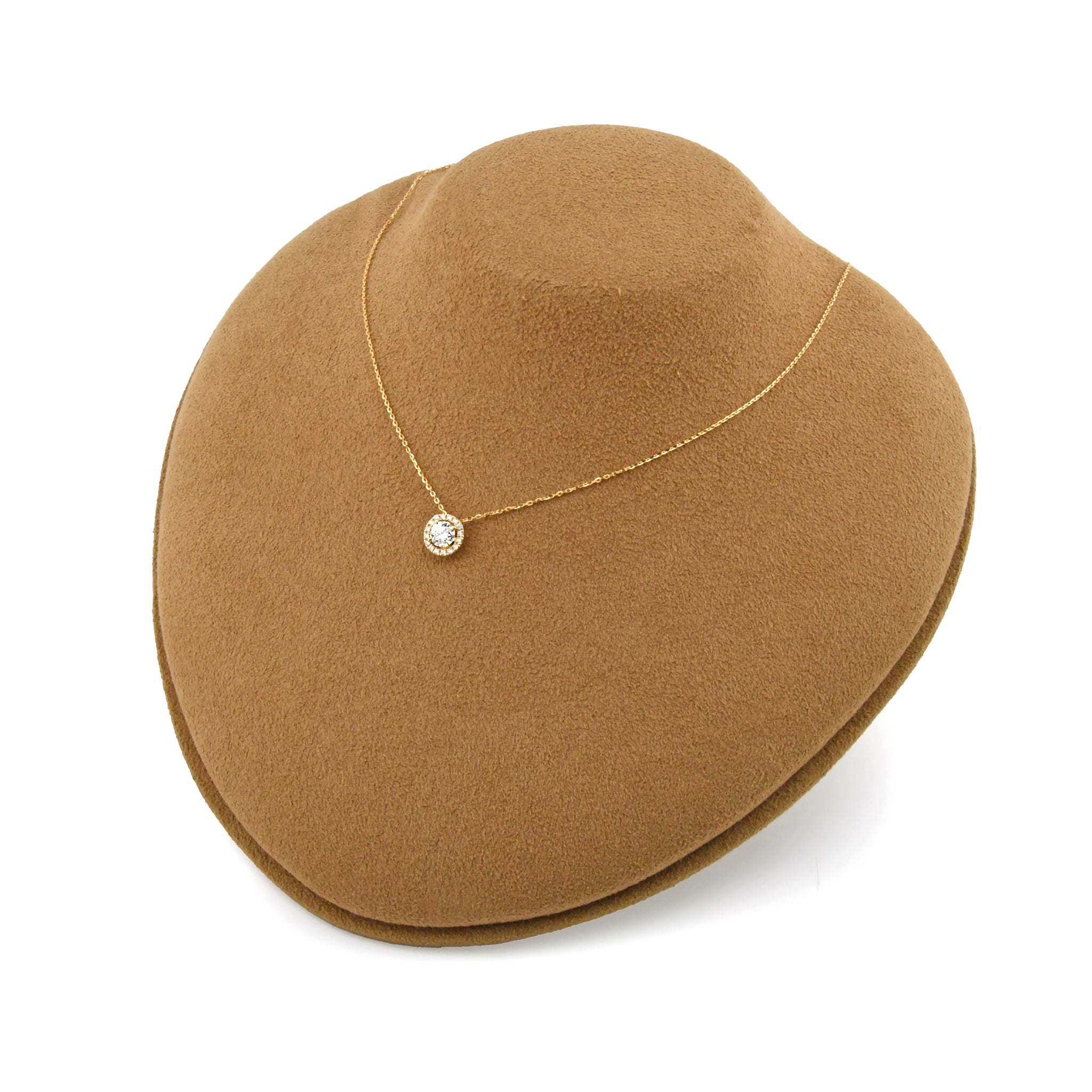 【鑑定書付き】ダイヤモンド 0.50ct 取り巻き ダイヤ ネックレス K18YG / Pt ペンダント ANS102C