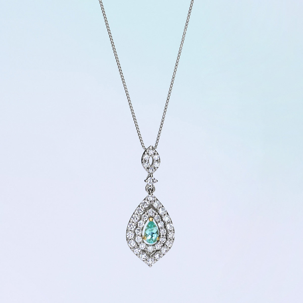 【鑑別書付き】パライバトルマリン 0.08ct Pt900/K18YG ネックレス プラチナ ANS147P