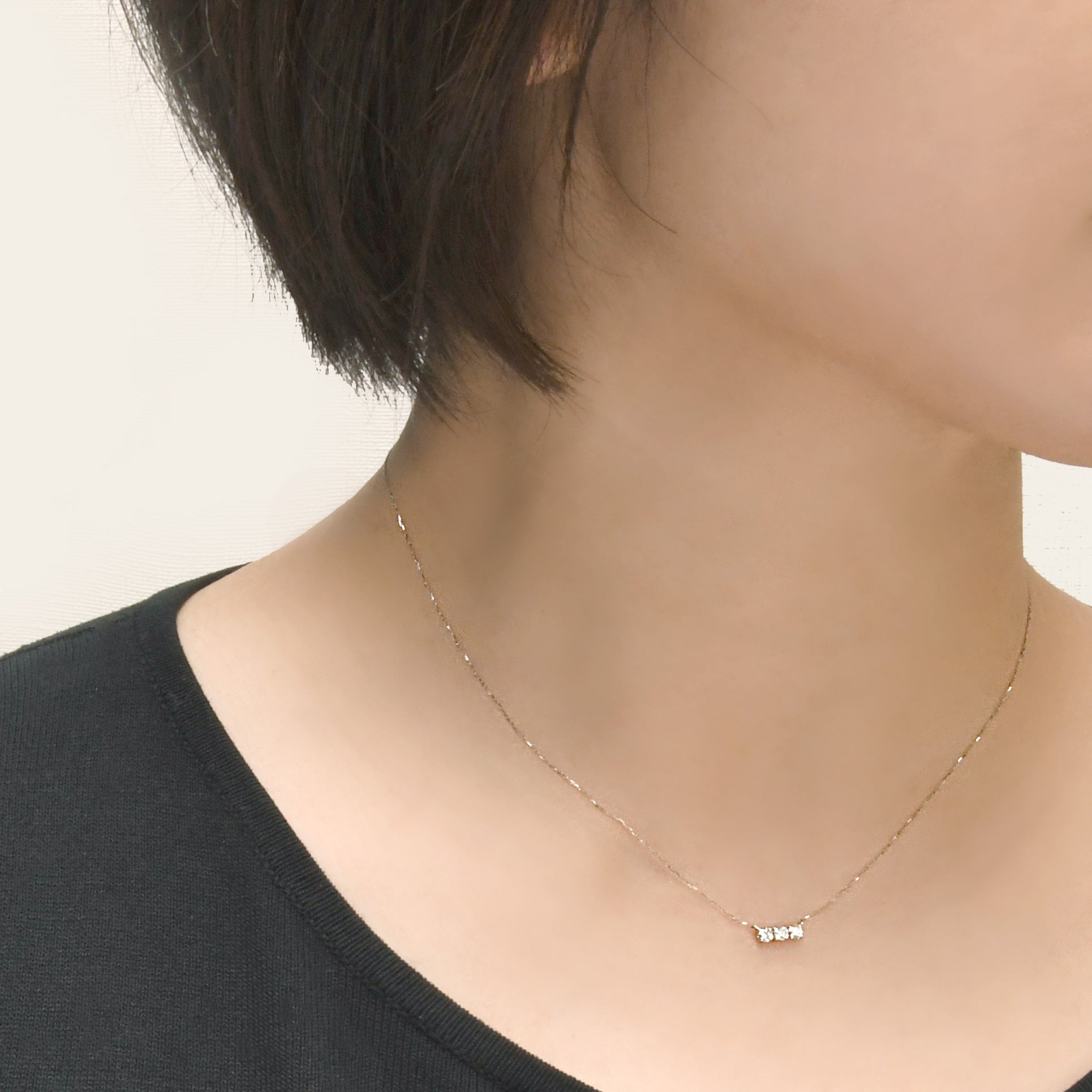 ダイヤモンド 3石 計0.15ct ネックレス Pt900 スリーストーン ANU086P