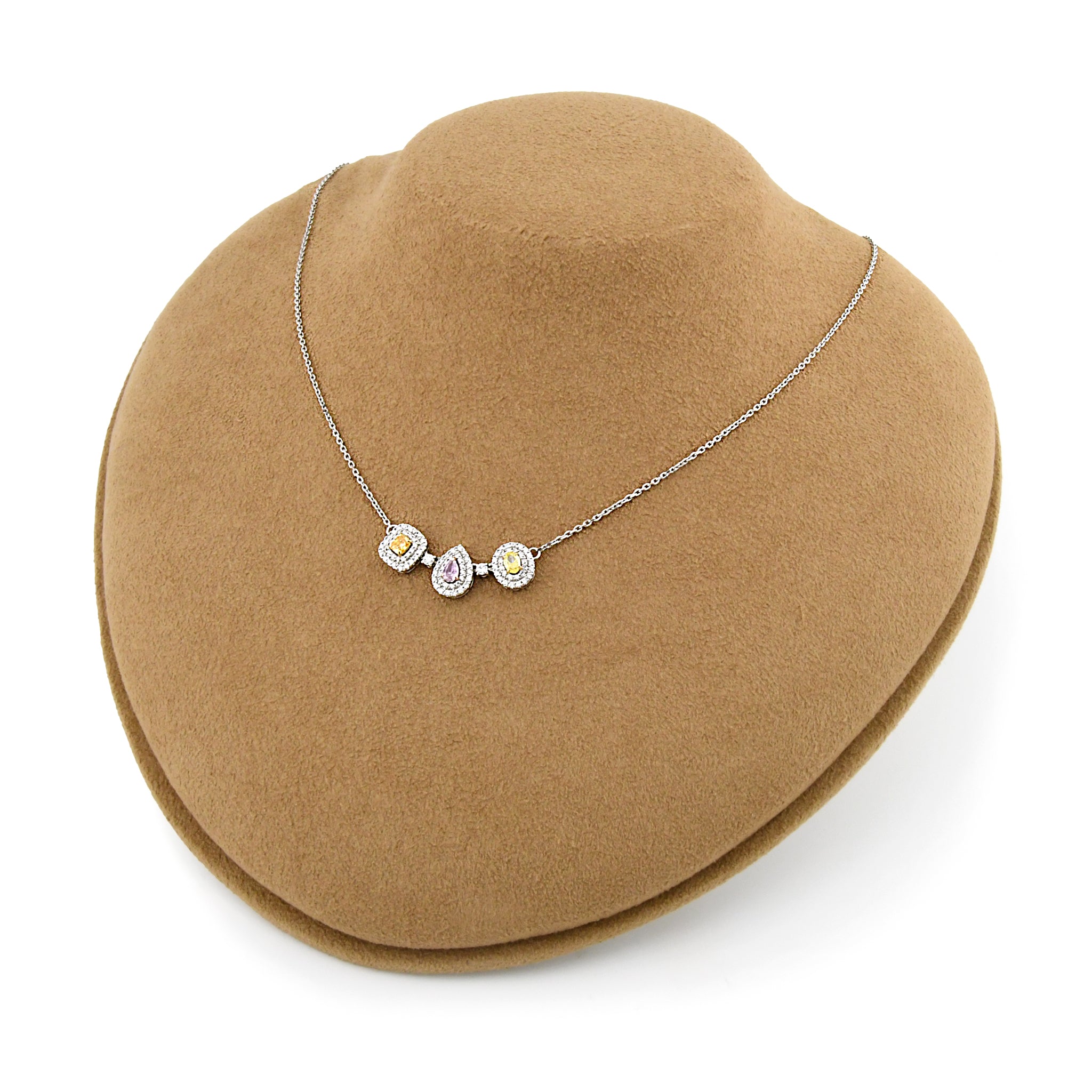 【鑑定書付き】天然 マルチカラー ダイヤモンド ネックレス ピンクダイヤ イエローダイヤ Pt900 / K18 ANU124P