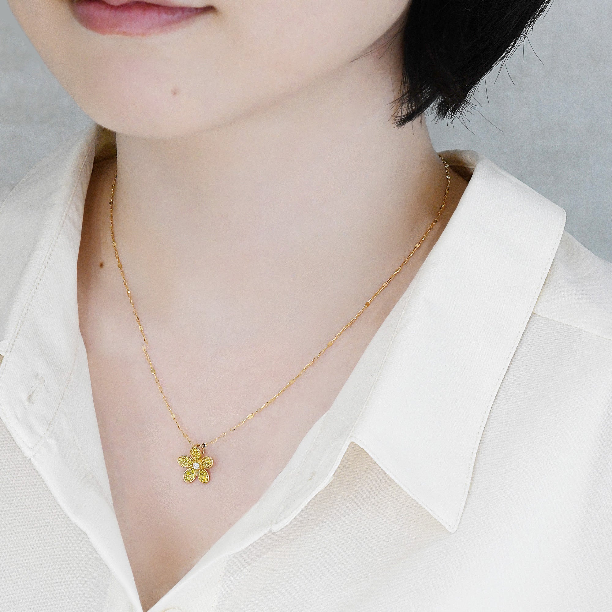 天然 イエローダイヤモンド ネックレス ナチュラル INTENSE YELLOW ダイヤモンド 計0.30ct K18YG イエローゴールド ダイヤ ペンダント ANW022K