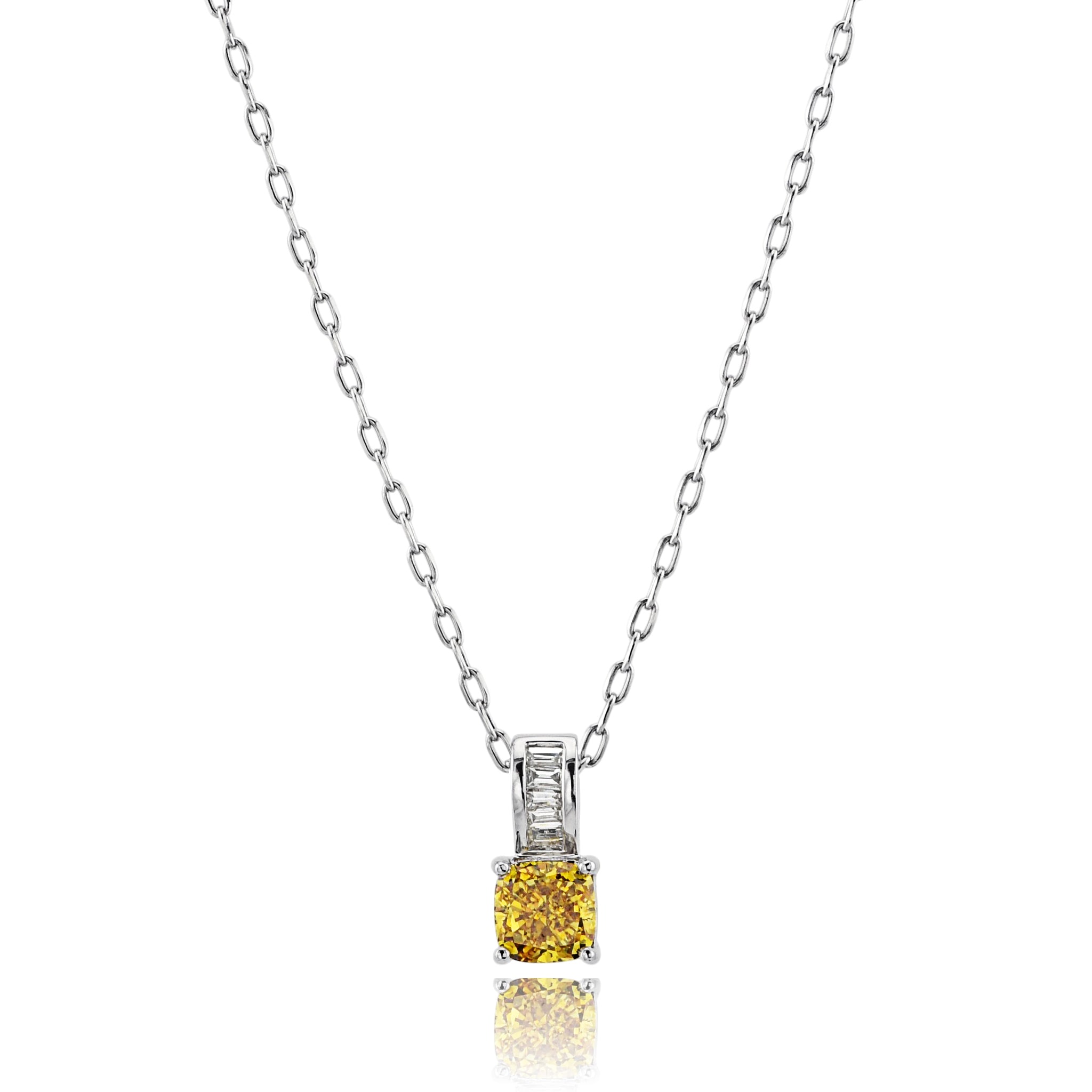 【1点もの・鑑定書付き】天然 イエローダイヤモンド ネックレス FANCY VIVID ORANGISH YELLOW Pt950 プラチナ ペンダント ANW064P