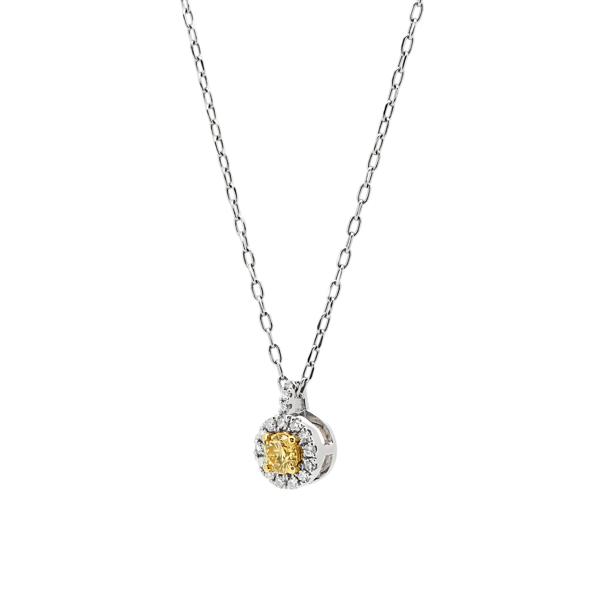 【1点もの・鑑定書付き】天然 イエローダイヤモンド ネックレス FANCY LIGHT ORANGY YELLOW Pt950 K18YG ペンダント ANW078P