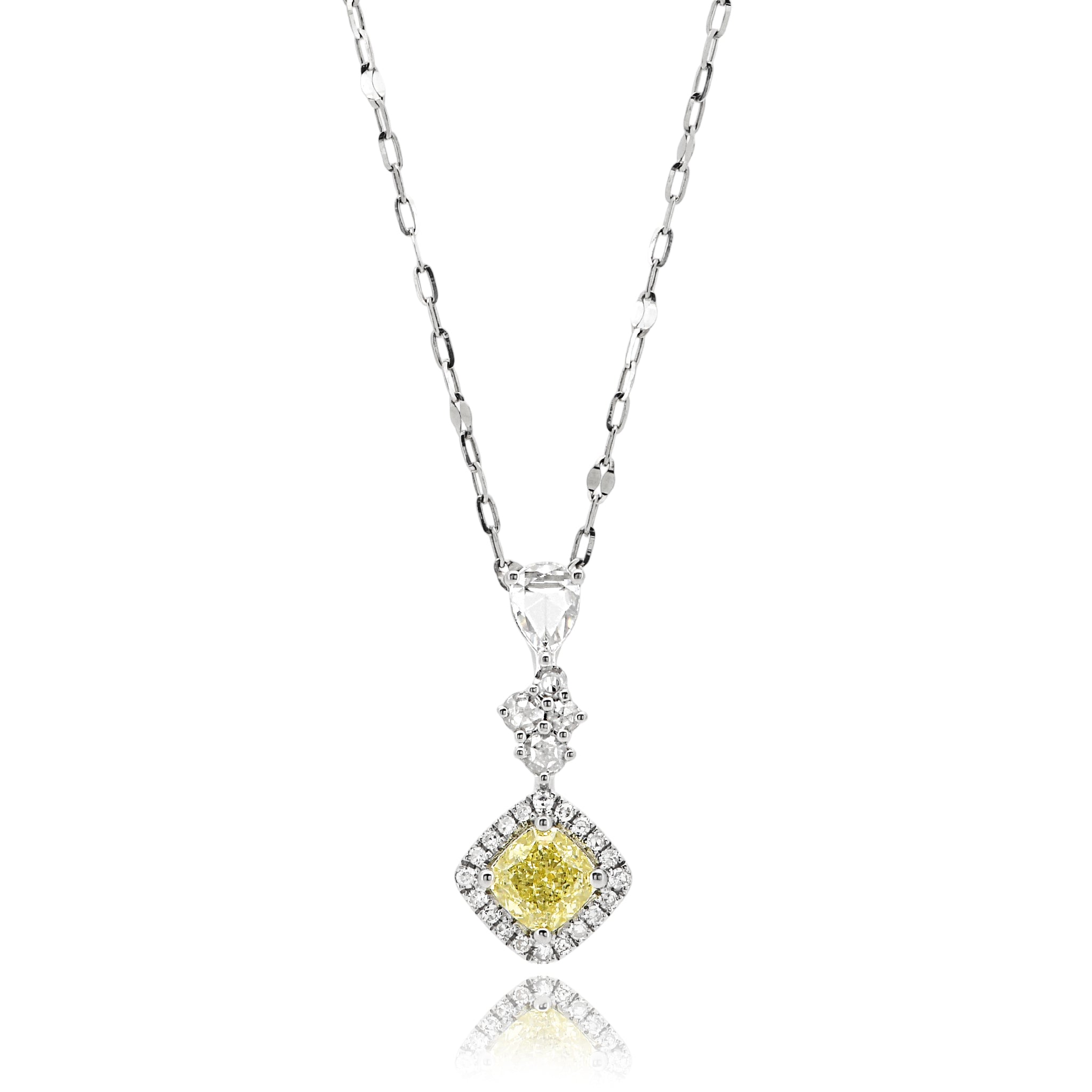 【鑑定書付き】天然 イエローダイヤモンド ネックレス FANCY LIGHT YELLOW Pt950 ペンダント ANW079P