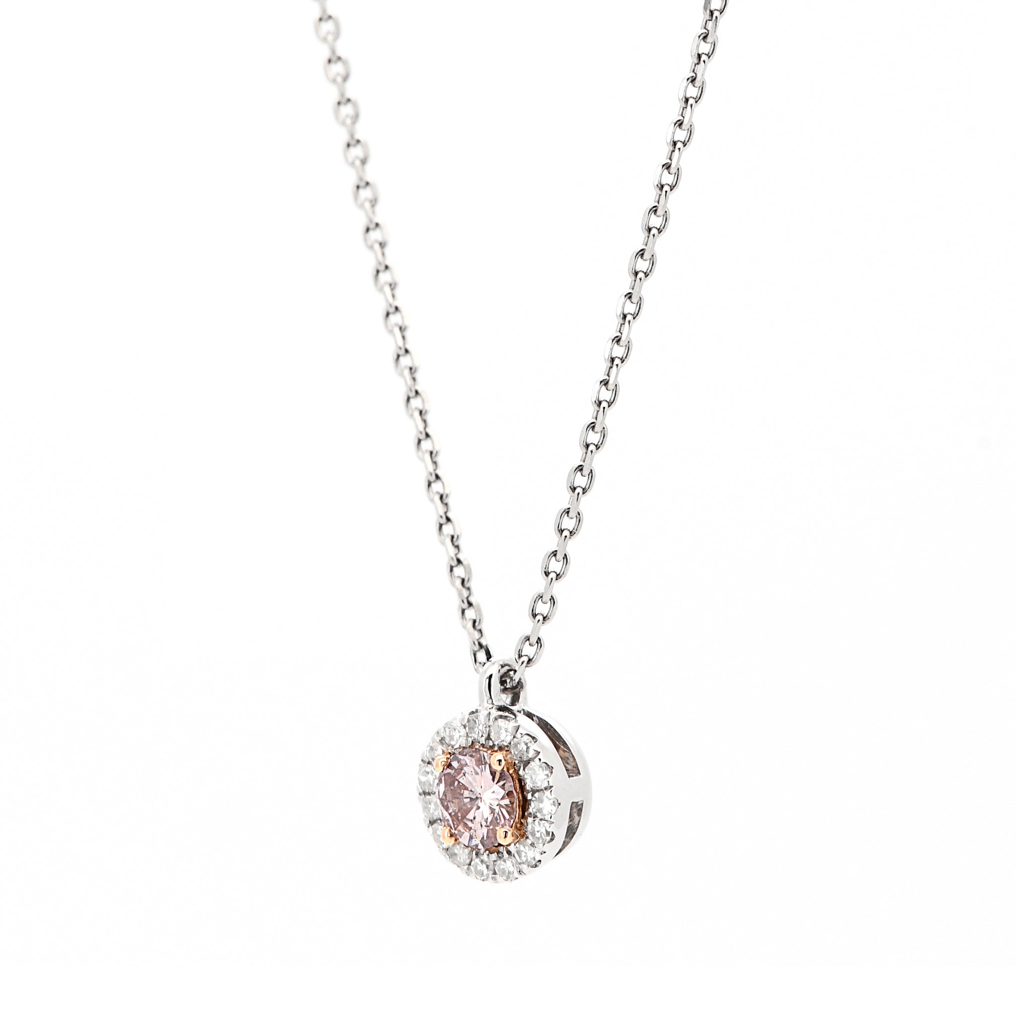 【鑑定書付き】天然 ピンクダイヤモンド ネックレス FANCY ORANGY PINK ダイヤ Pt950 K18PG プラチナ ペンダント ANW103P