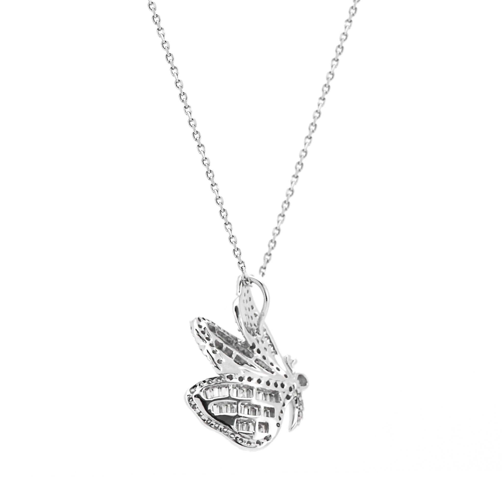 ダイヤモンド 計0.50ct K18WG バタフライ 蝶 ネックレス ホワイトゴールド ANW130P