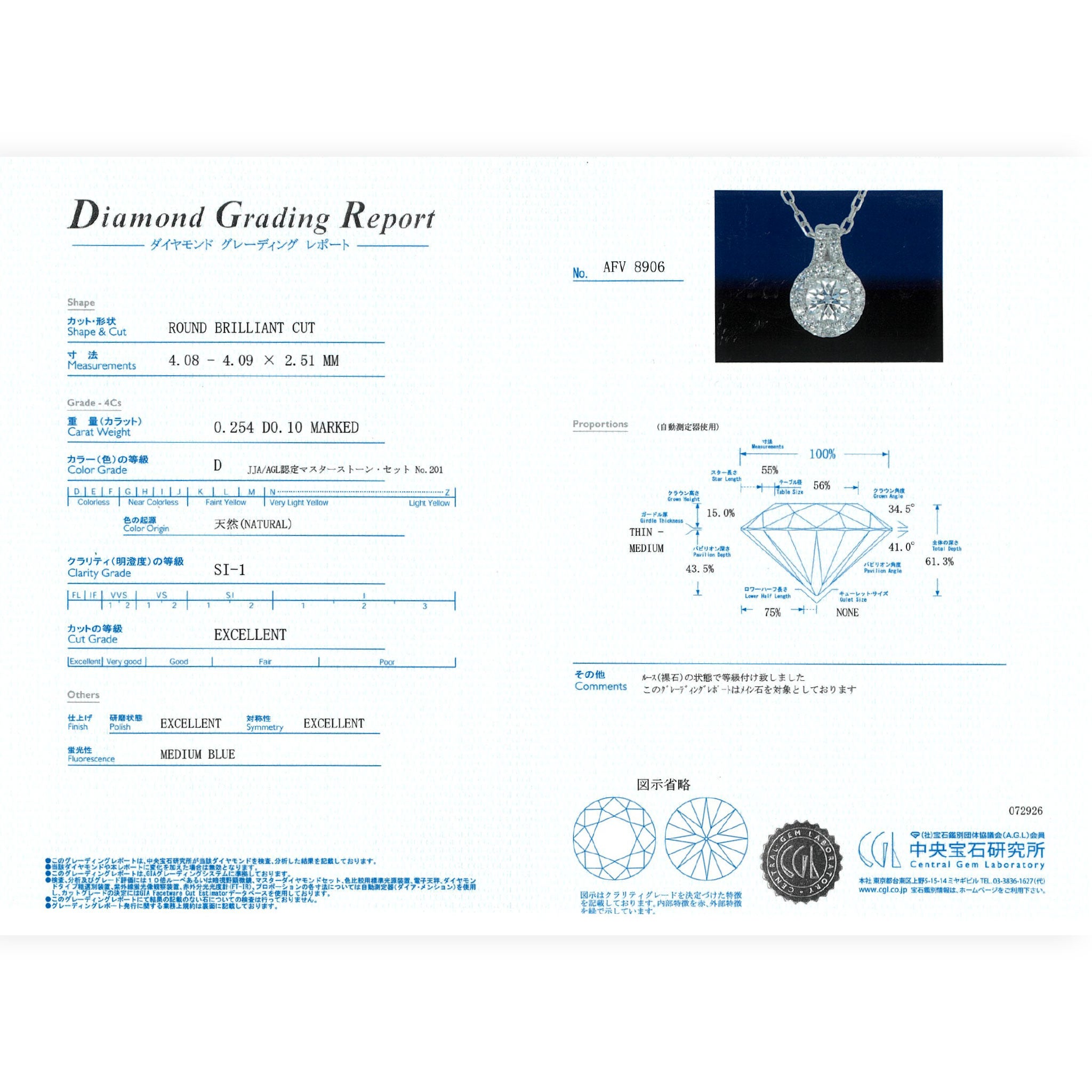 【鑑定書付き】Dカラー EXCELLENT ダイヤモンド 0.25ct ネックレス Pt プラチナ ANW137P