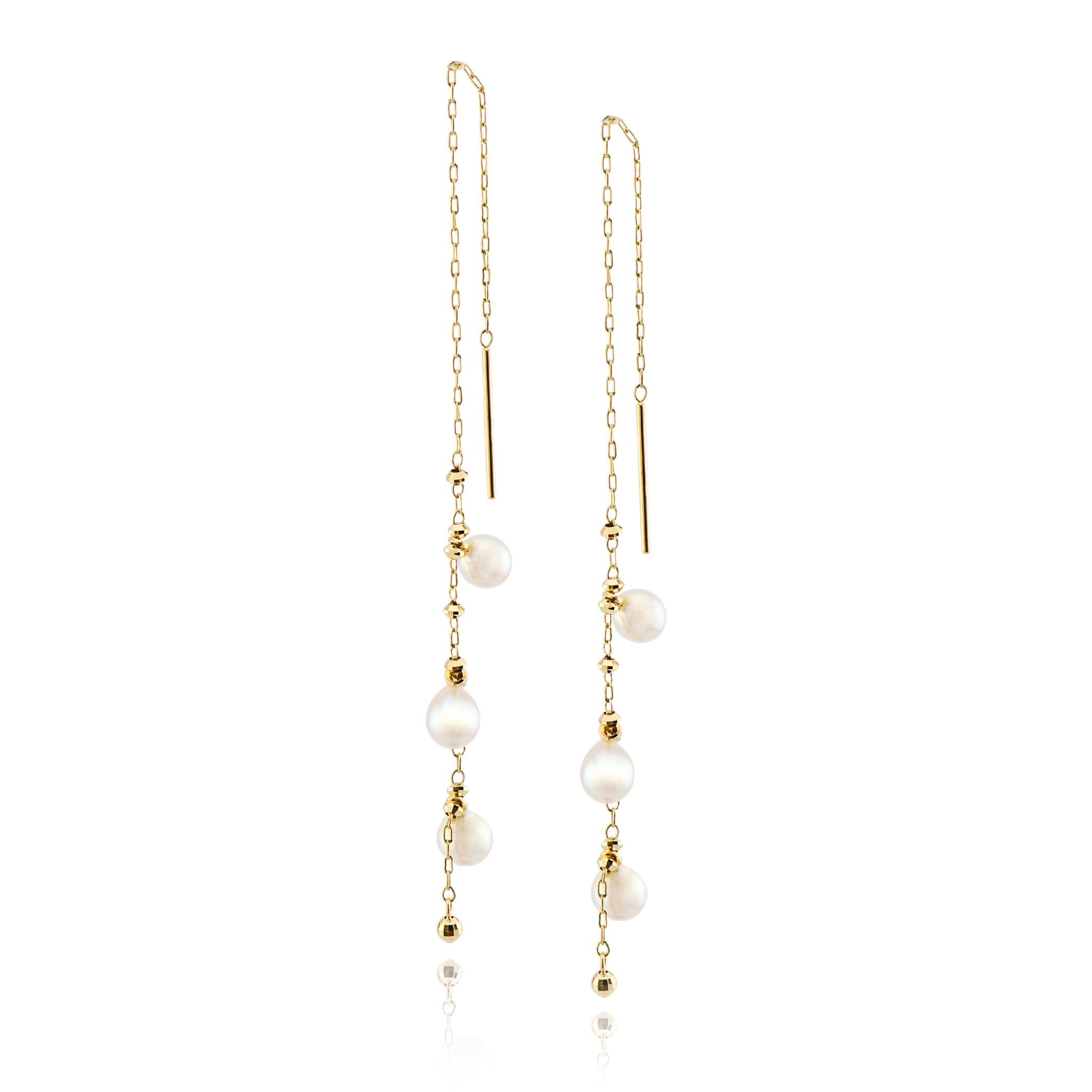 アコヤベビーパール 合計6粒 K18YG ライン ピアス