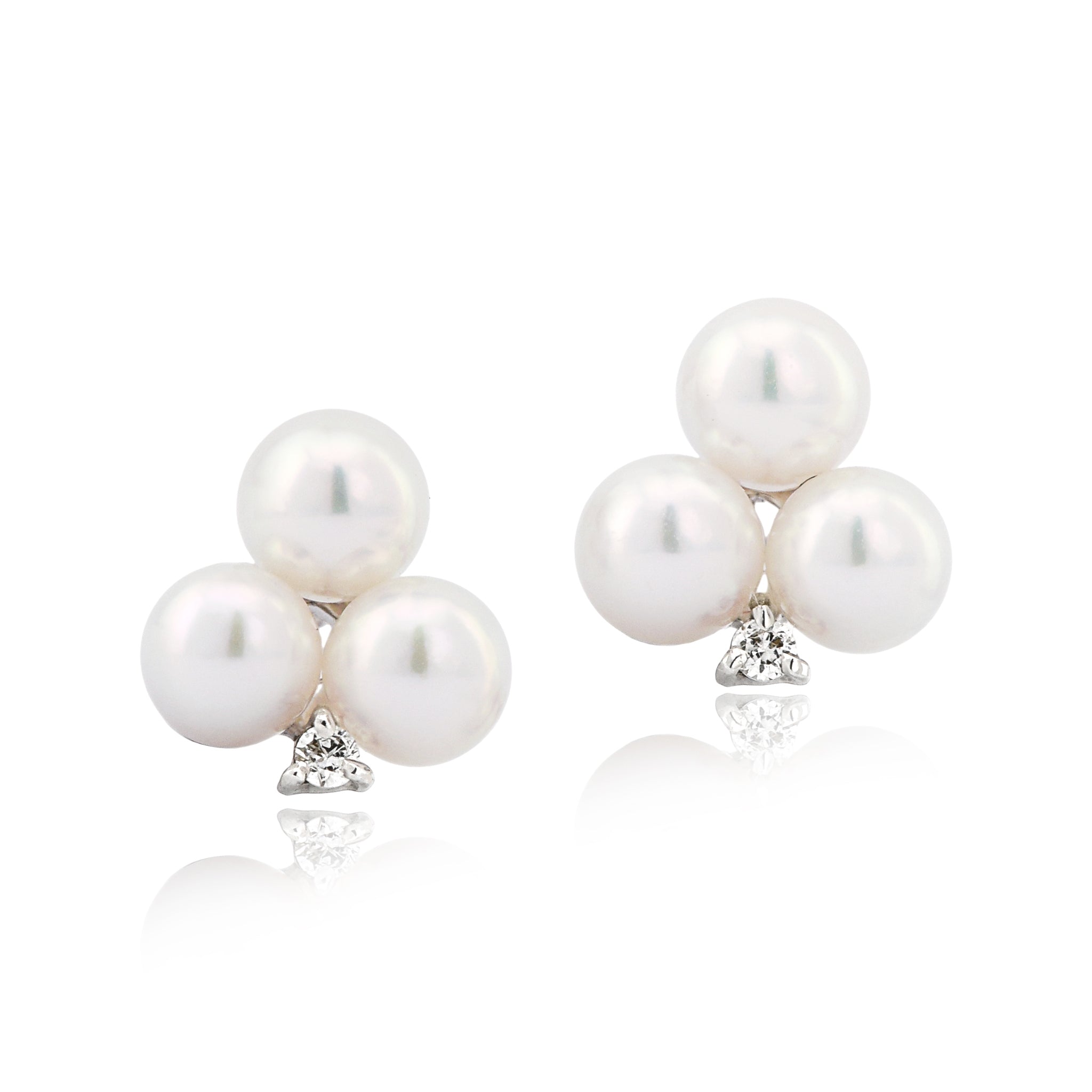 アコヤベビーパール 合計6粒 ダイヤ K18WG ピアス APA030K