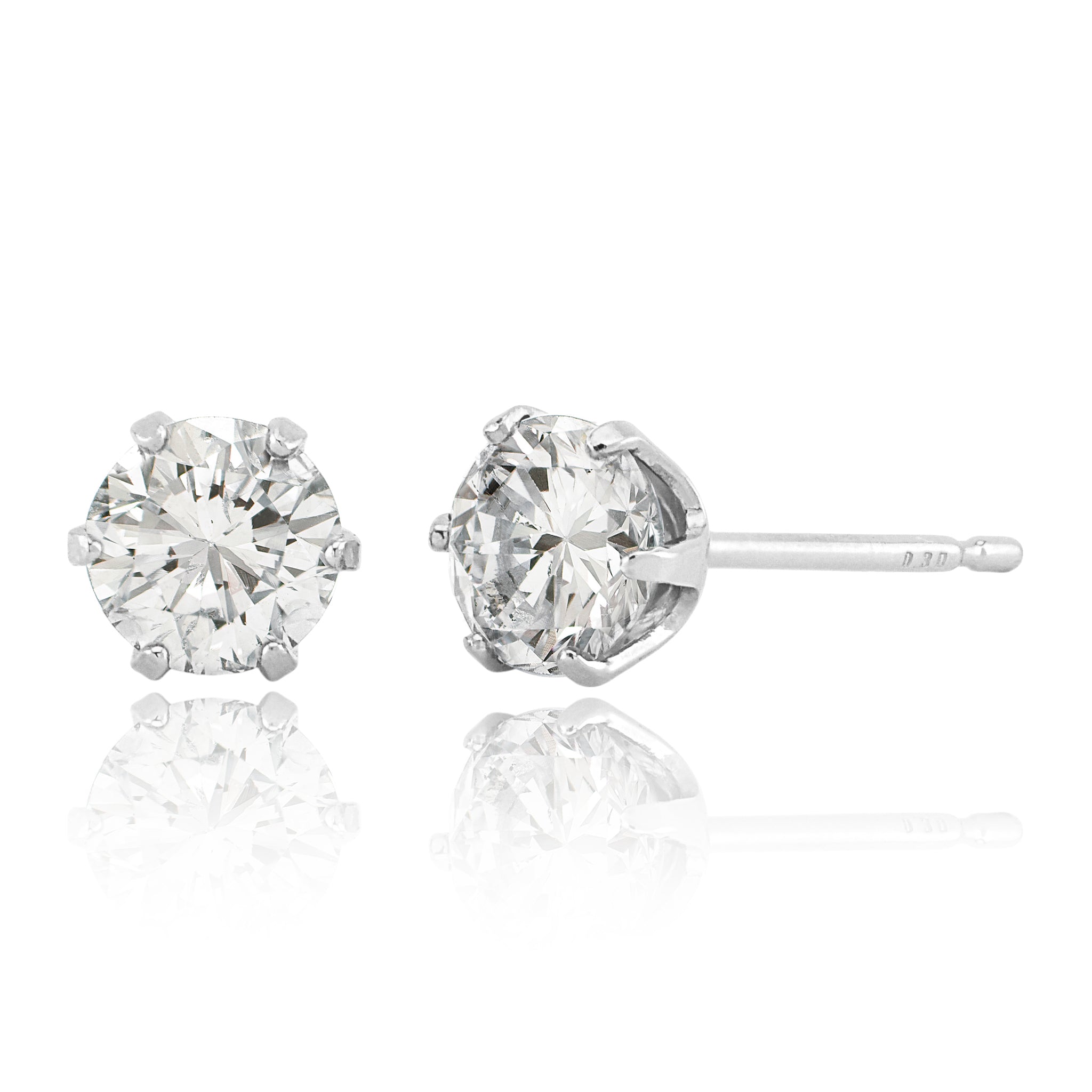 ダイヤモンド 一粒 ピアス 計0.60ct ( 片耳 0.30ct ) Pt900 プラチナ 6本爪 スタッド ピアス  0.3カラット APP008P