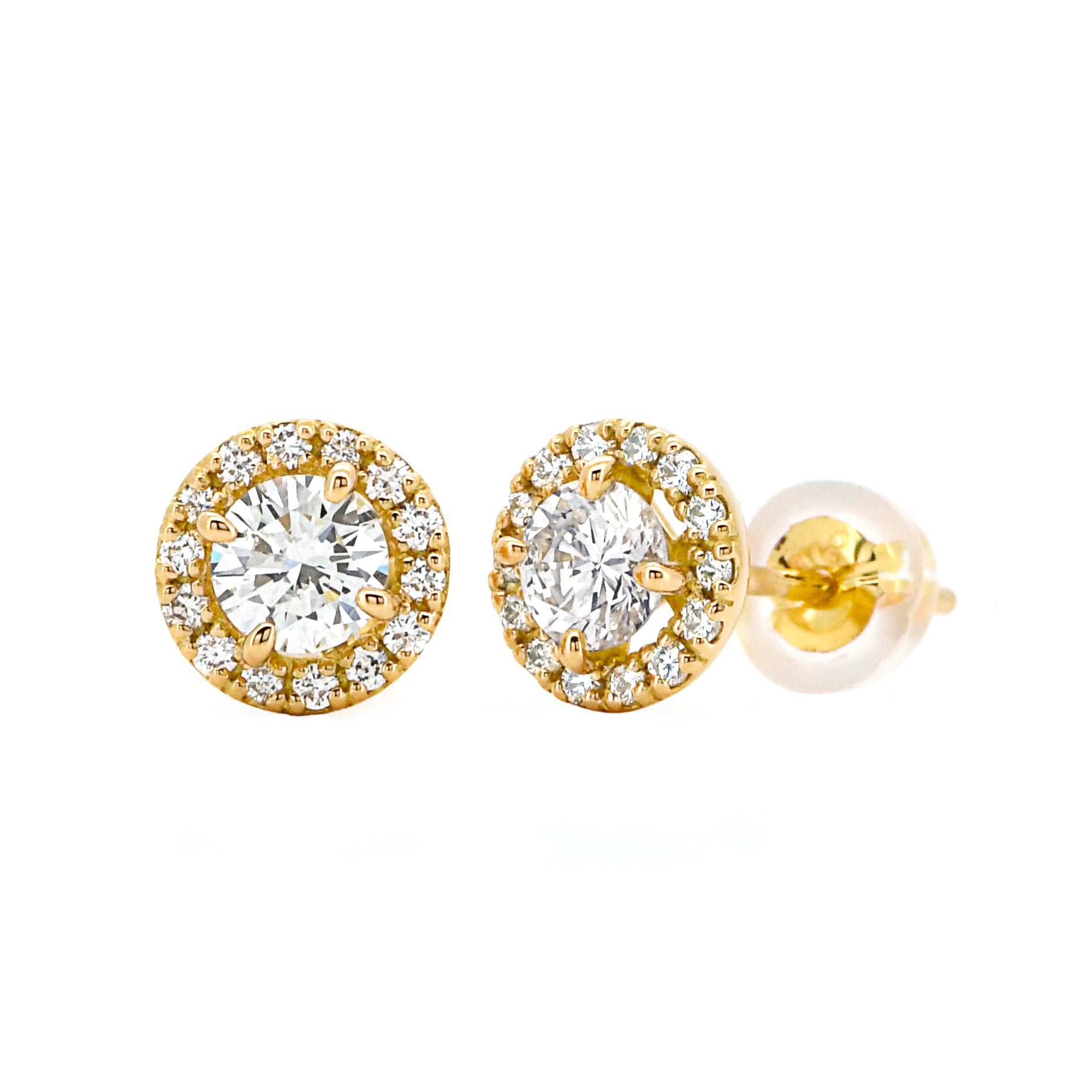 【鑑定書付き】取り巻き ダイヤモンド ピアス 合計0.5ct K18YG Pt APS032C