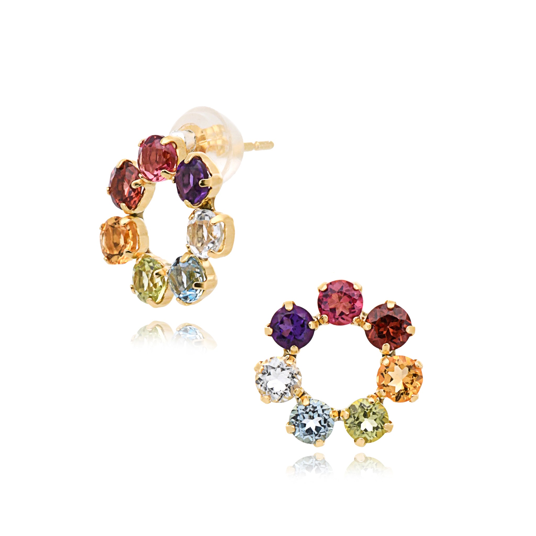 アミュレット マルチカラーストーン ピアス K18YG APS037K
