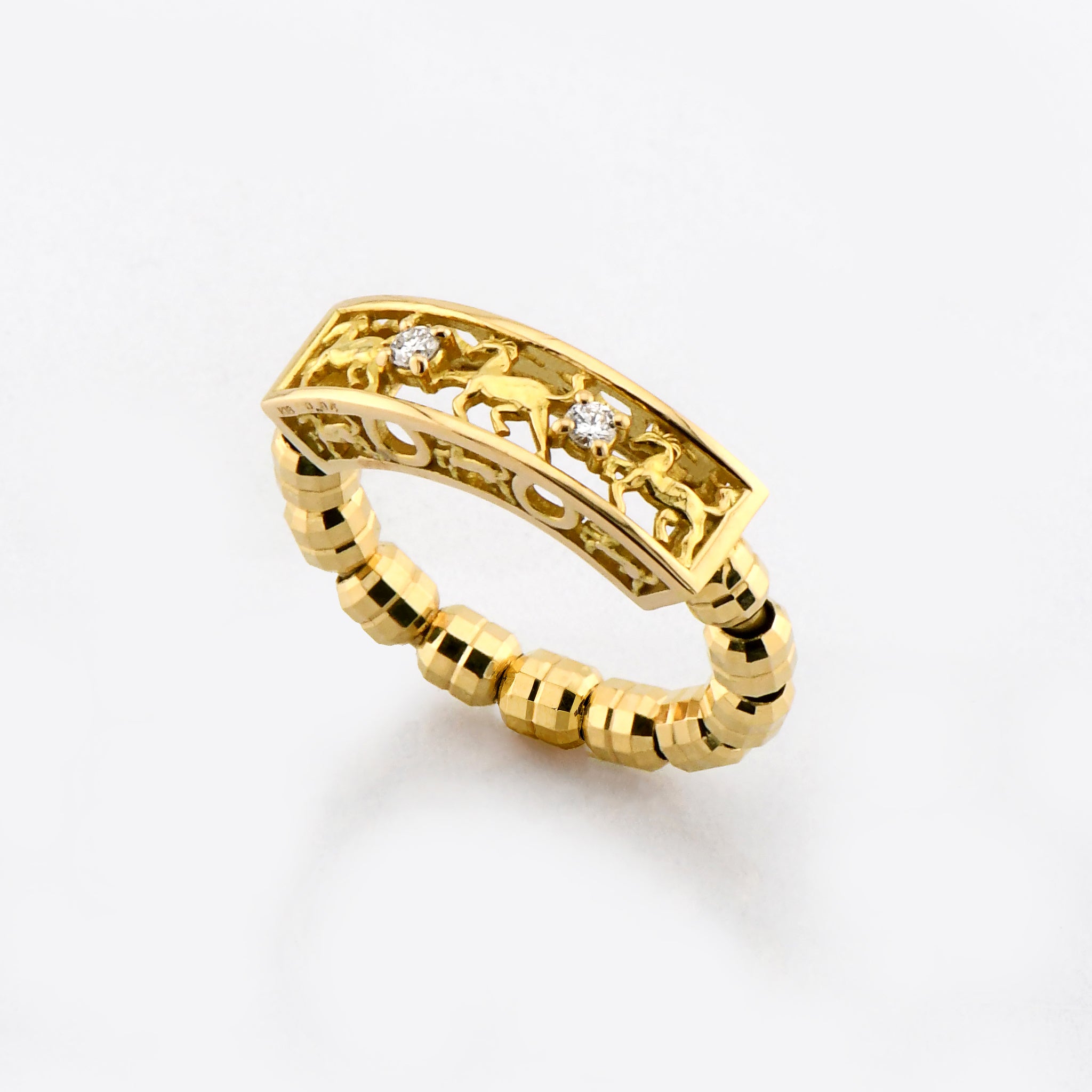 馬九行久(うまくいく) リング ダイヤモンド 計0.04ct K18YG / K18PG / Pt950 ARC069C