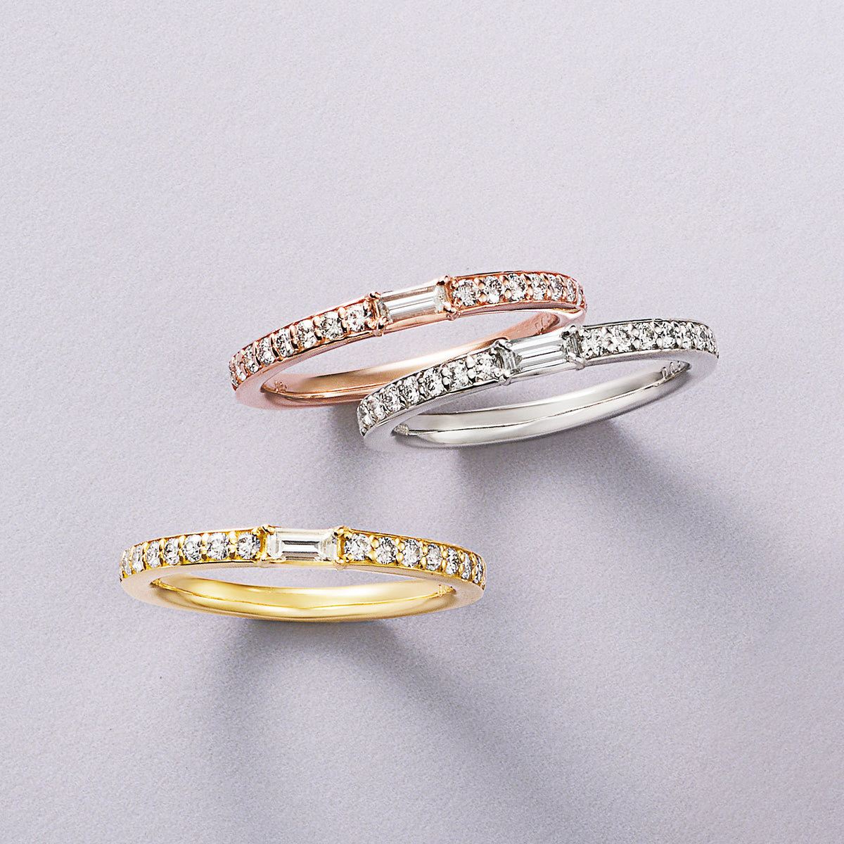 価格改定対象品】バゲットカット ダイヤモンド 計0.30ct K18YG K18PG 