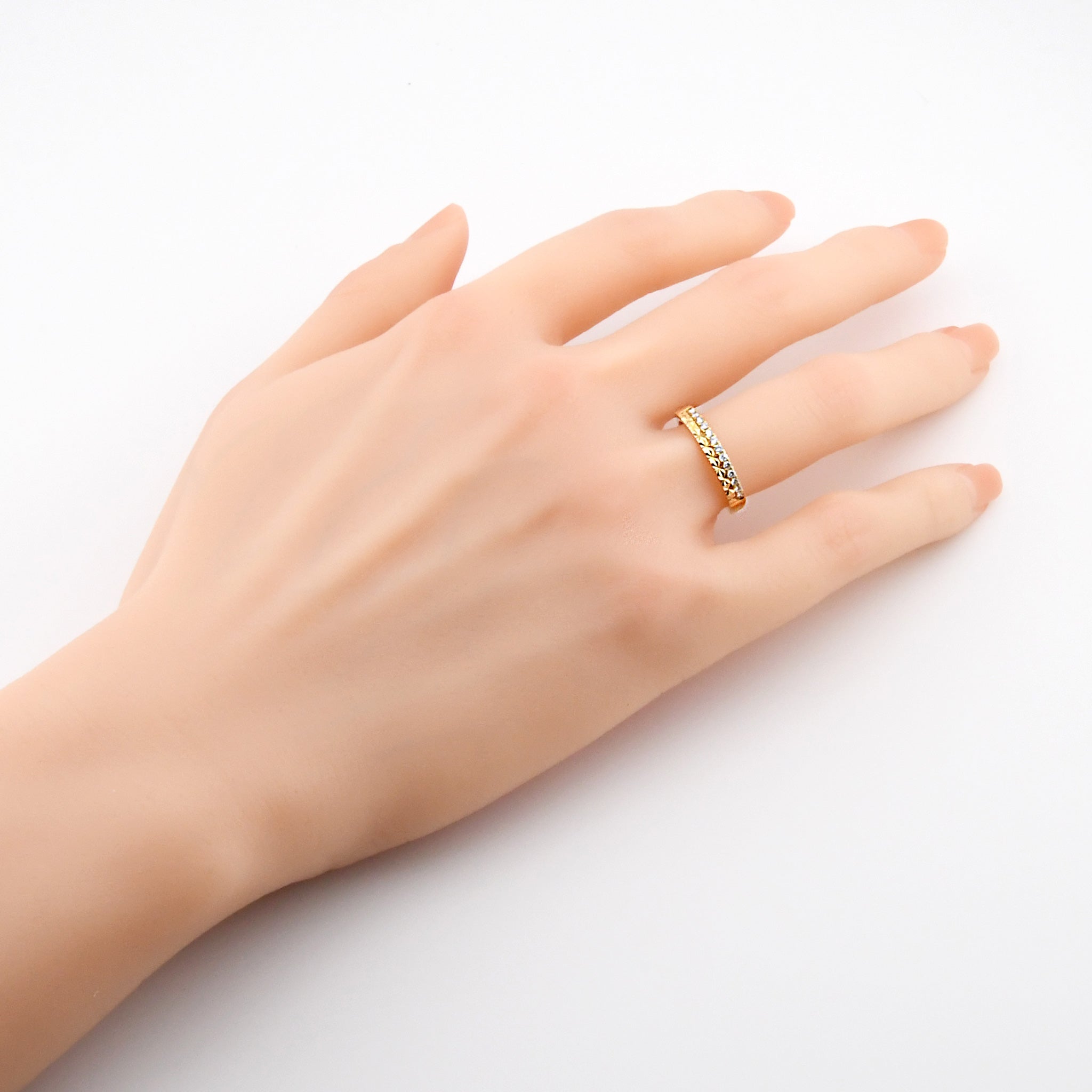 ダイヤモンド 計0.15ct K18YG カット リング イエローゴールド ARP064K