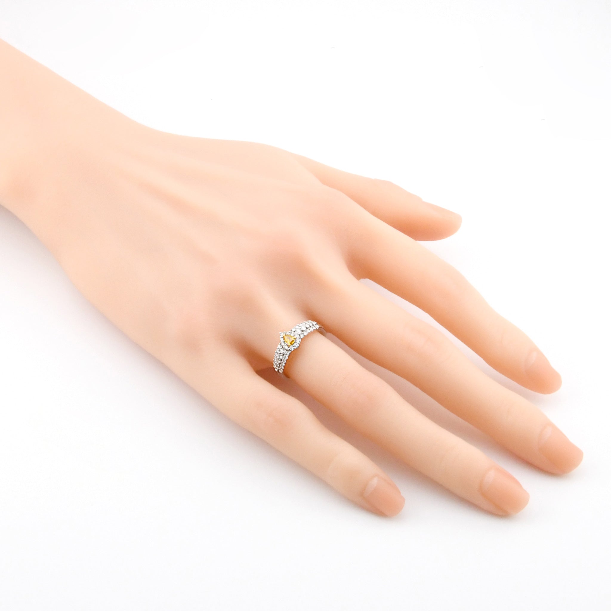 【鑑定書付き】天然 イエローダイヤモンド リング FANCY VIVID ORANGY YELLOW Pt950 / K18YG ARP075P