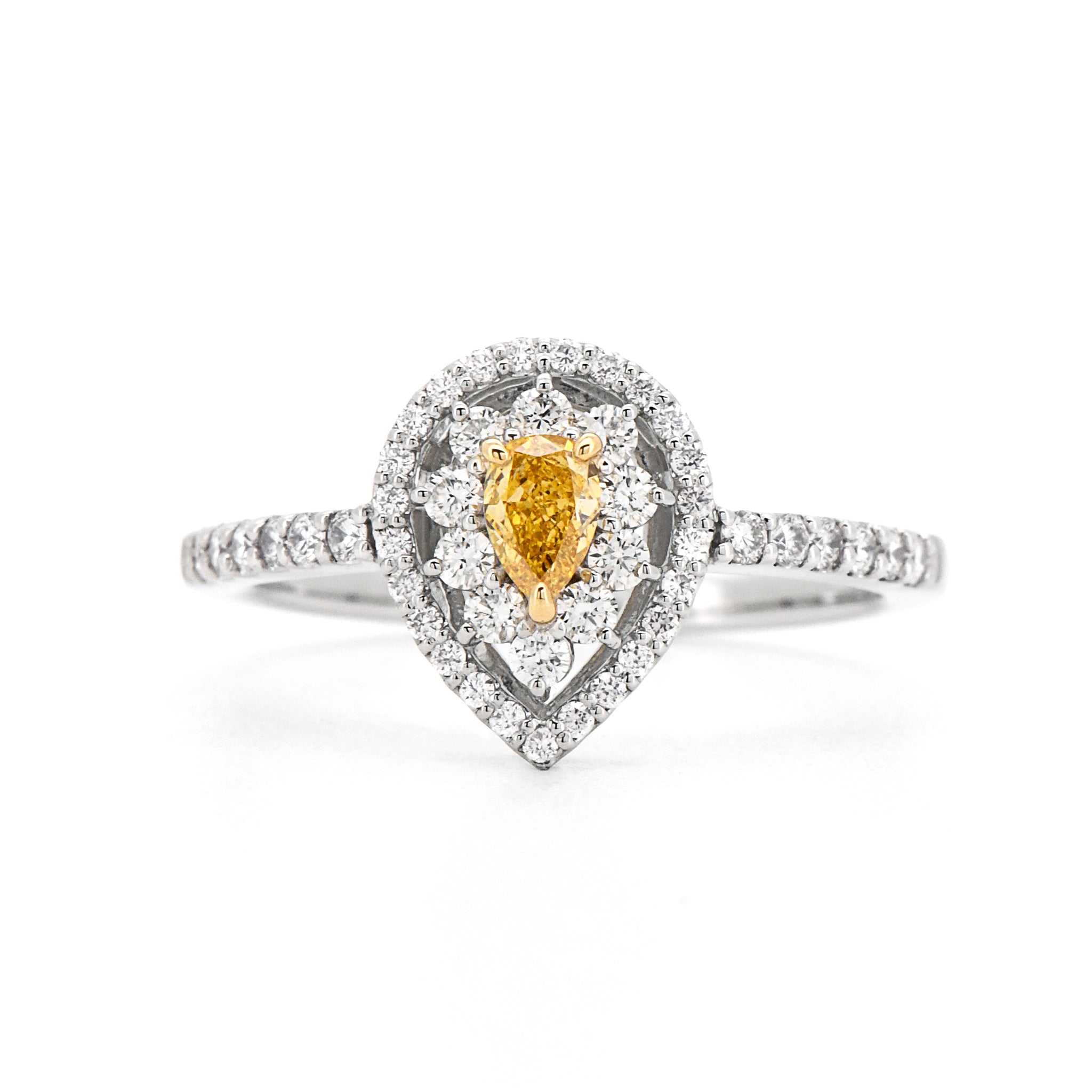 【1点もの・鑑定書付き】天然 イエローダイヤモンド リング FANCY VIVID ORANGY YELLOW Pt950 / K18YG ARP076P