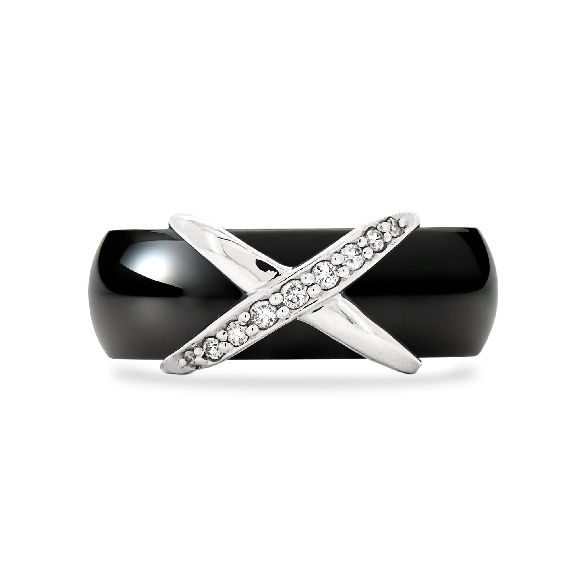 天然 ダイヤモンド 計0.08ct Pt900 セラミック ブラック ダイヤリング ARS091P
