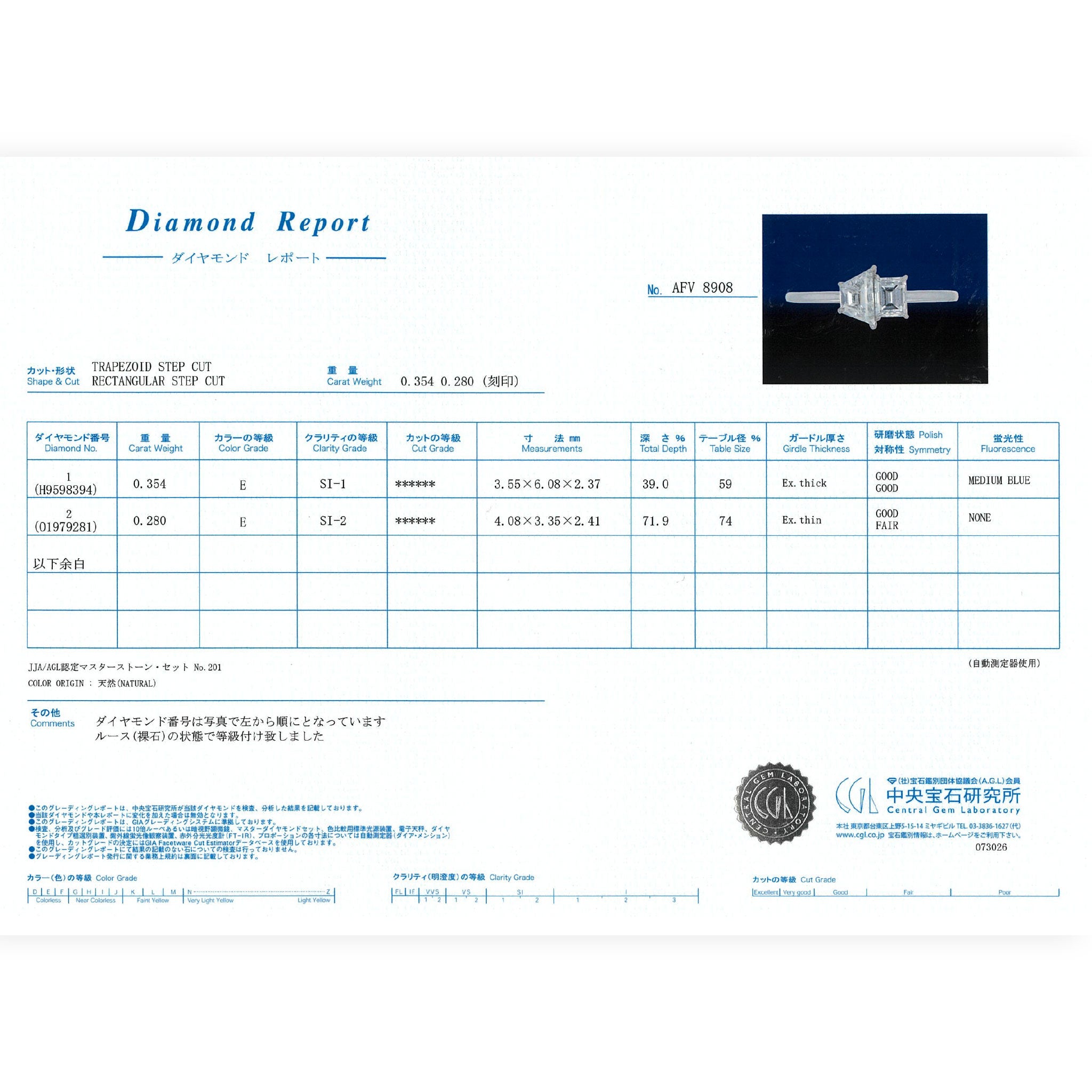【鑑定書付き】トラペゾイド&レクタングルカット ダイヤモンド 合計0.63ct リング Pt900 ARW099P