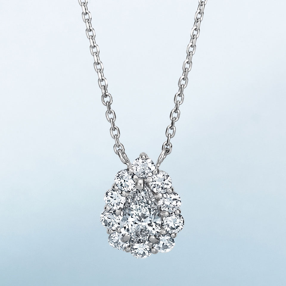 Pt ダイヤモンド ペアシェイプ ネックレス / ピアス 鑑定書付き KA25S05