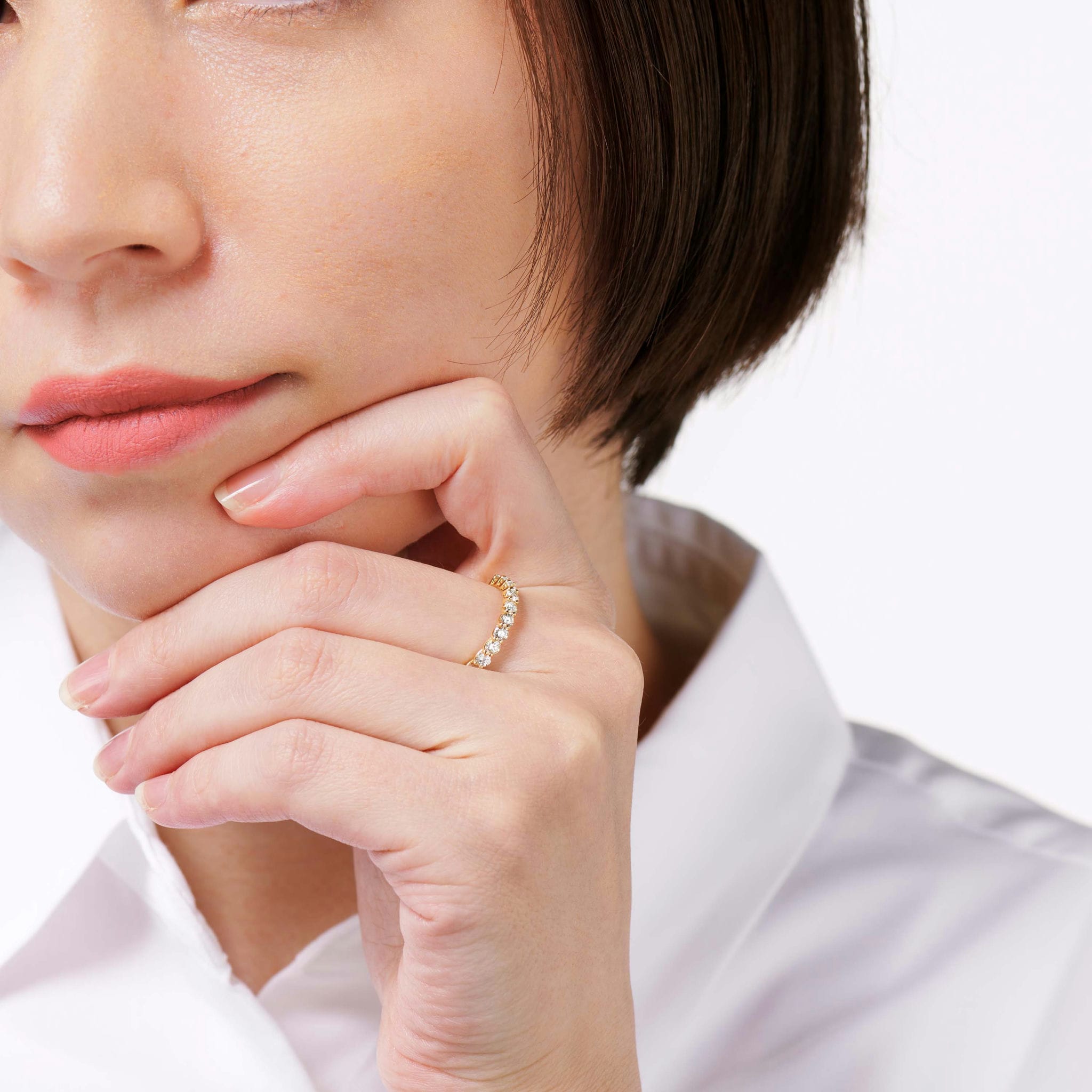 【価格改定対象品】ダイヤモンド 計0.75ct K18YG リング エタニティリング 定番の ハーフエタ ダイヤ イエローゴールド ARP005K