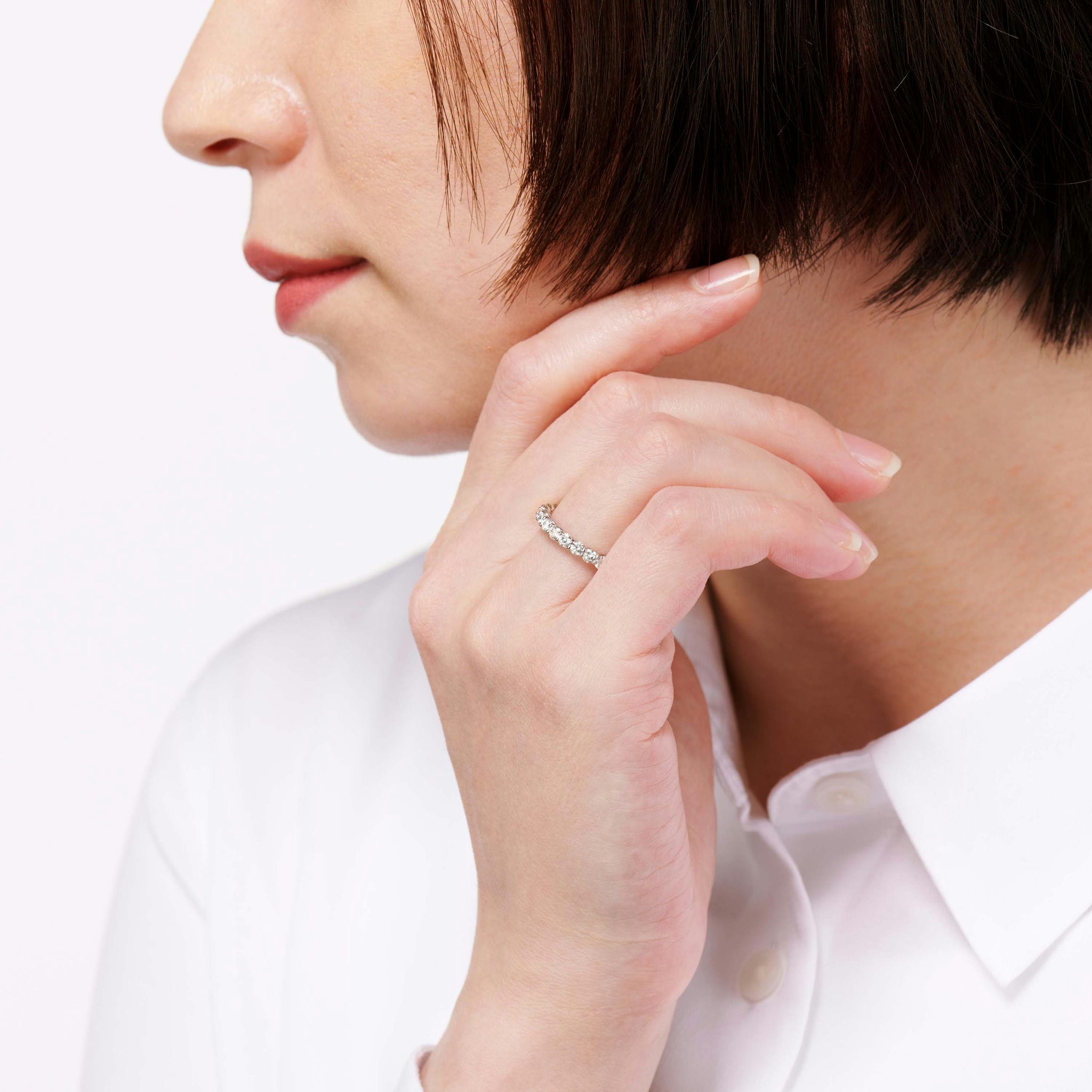 【価格改定対象品】ダイヤモンド 計0.75ct Pt950 リング エタニティリング 定番の ハーフエタ ダイヤ プラチナ ARP005P