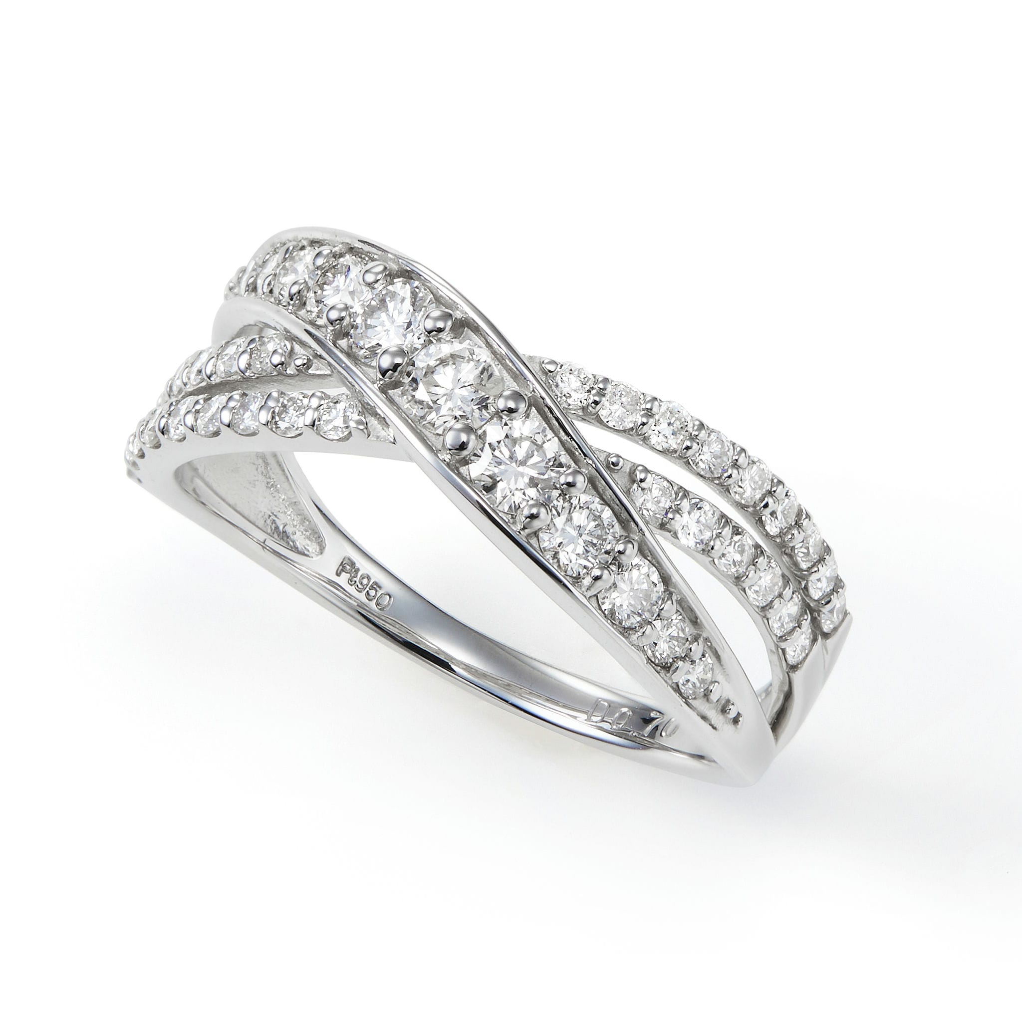 【価格改定対象品】ダイヤモンド 計0.70ct Pt950 リング クロスライン ダイヤ プラチナ ARP013P