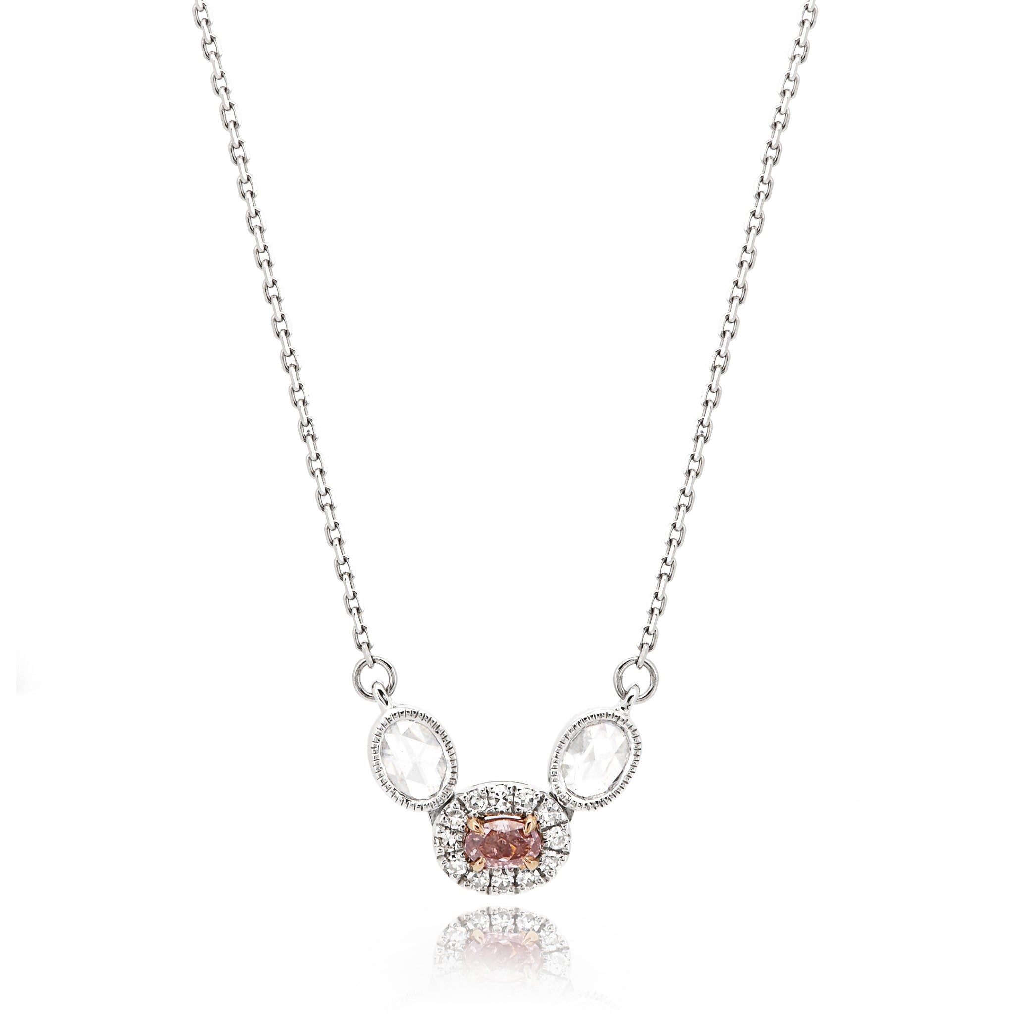 【1点もの・鑑定書付き】天然 ピンクダイヤモンド ネックレス FANCY DEEP ORANGY PINK Pt950 プラチナ A22003422085