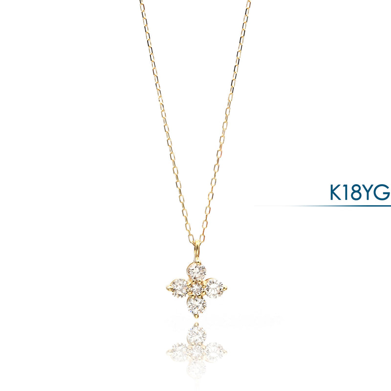 クリスマス限定 0.20ct ダイヤモンド ネックレス フラワー K18イエロー