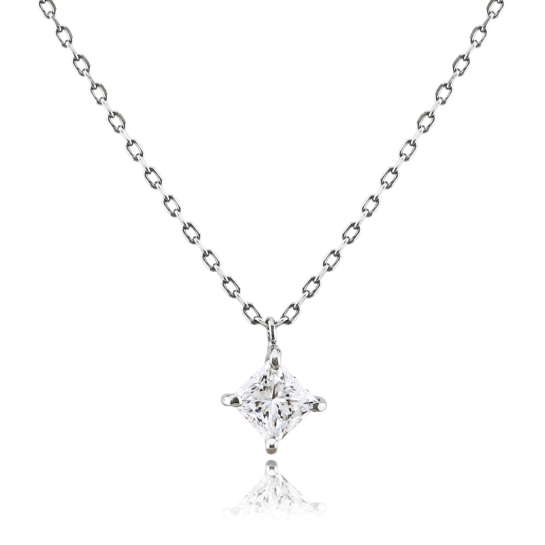 【鑑定書付き】プリンセス カット ダイヤモンド 一粒 ネックレス [ 0.30ct / Dカラー / VS1 ] Pt950 プラチナ ソリティア ダイヤ ANP031P2