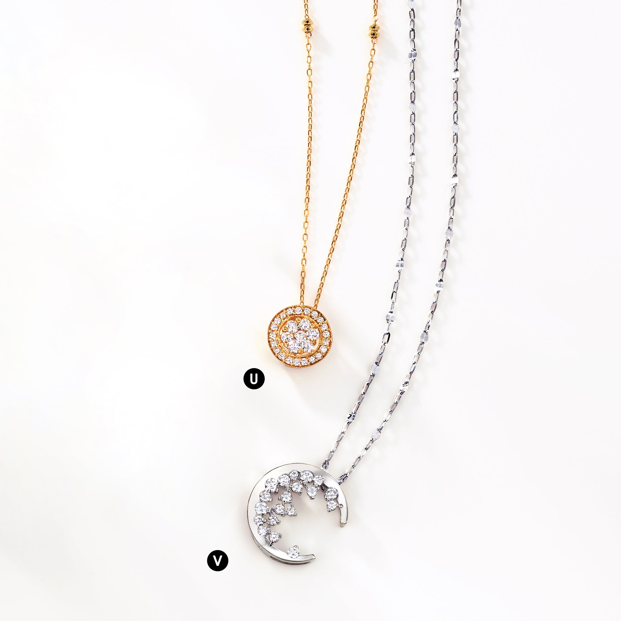 ダイヤモンド ネックレス Pt / K18YG KA25W09